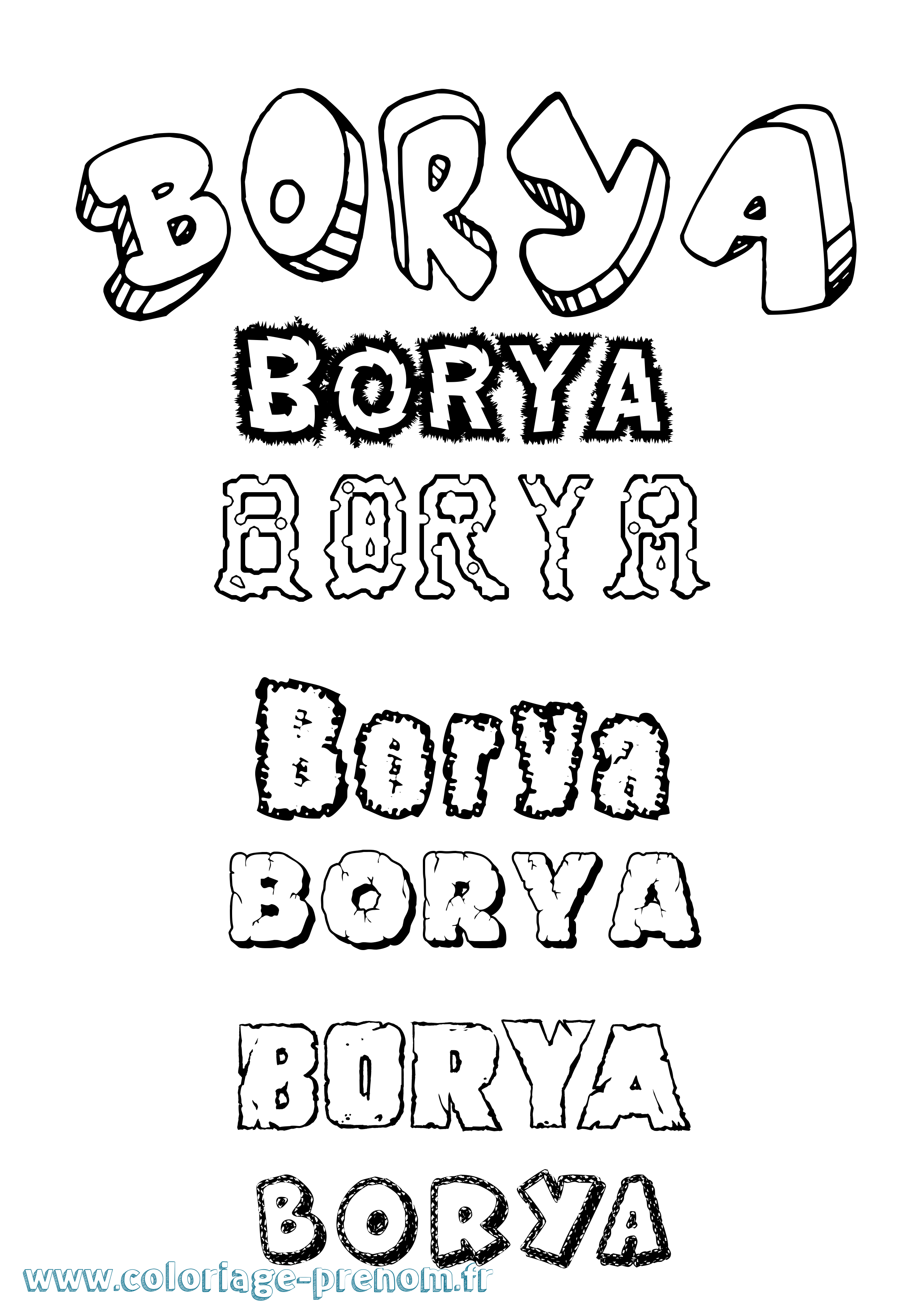Coloriage prénom Borya Destructuré