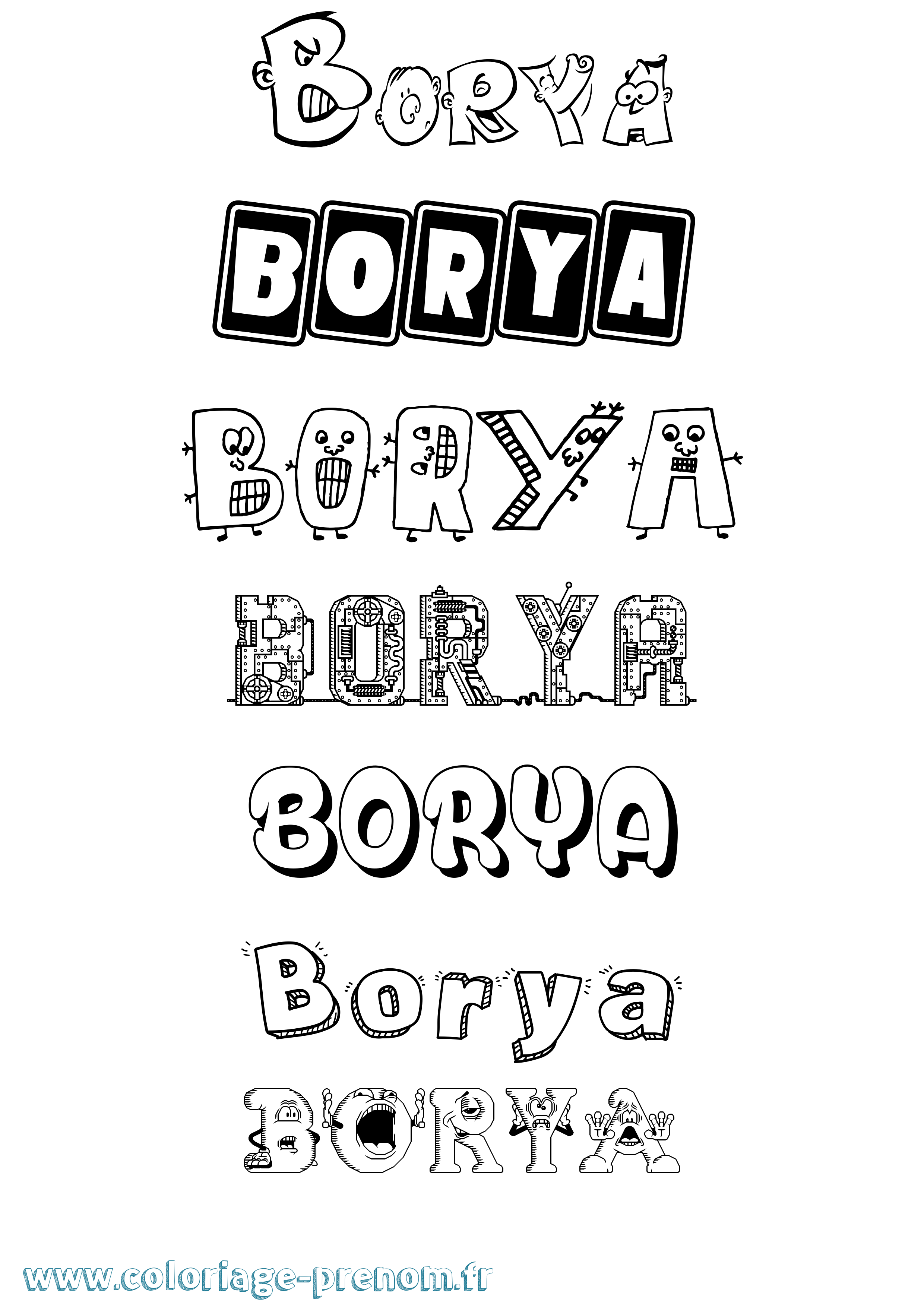 Coloriage prénom Borya Fun