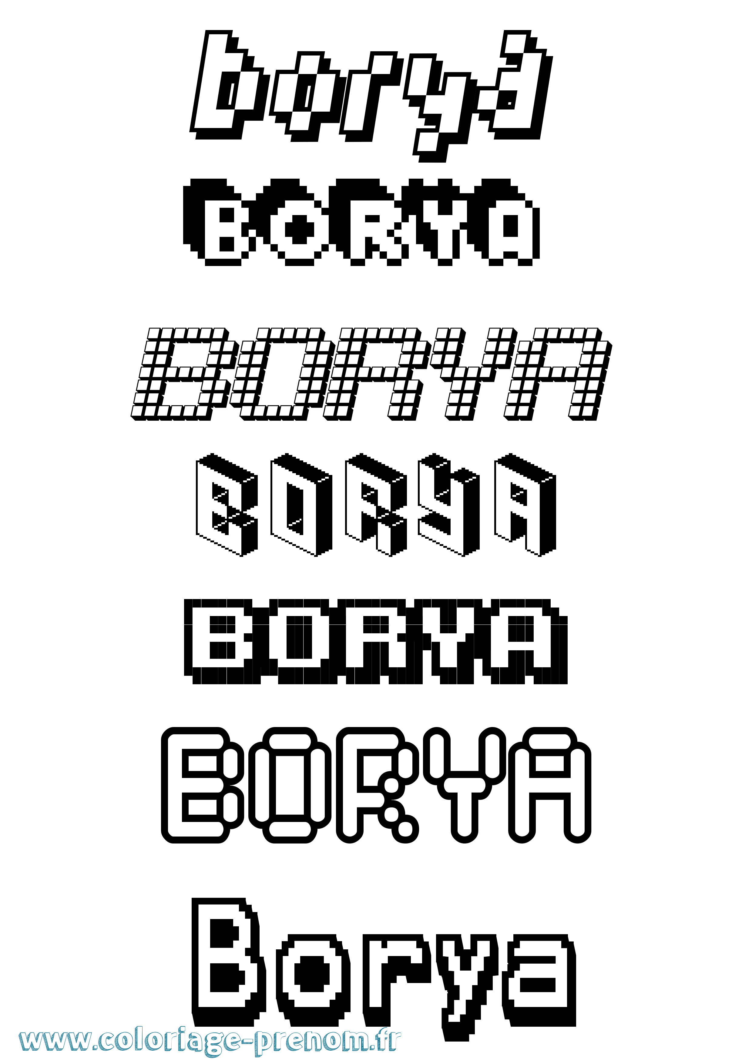 Coloriage prénom Borya Pixel