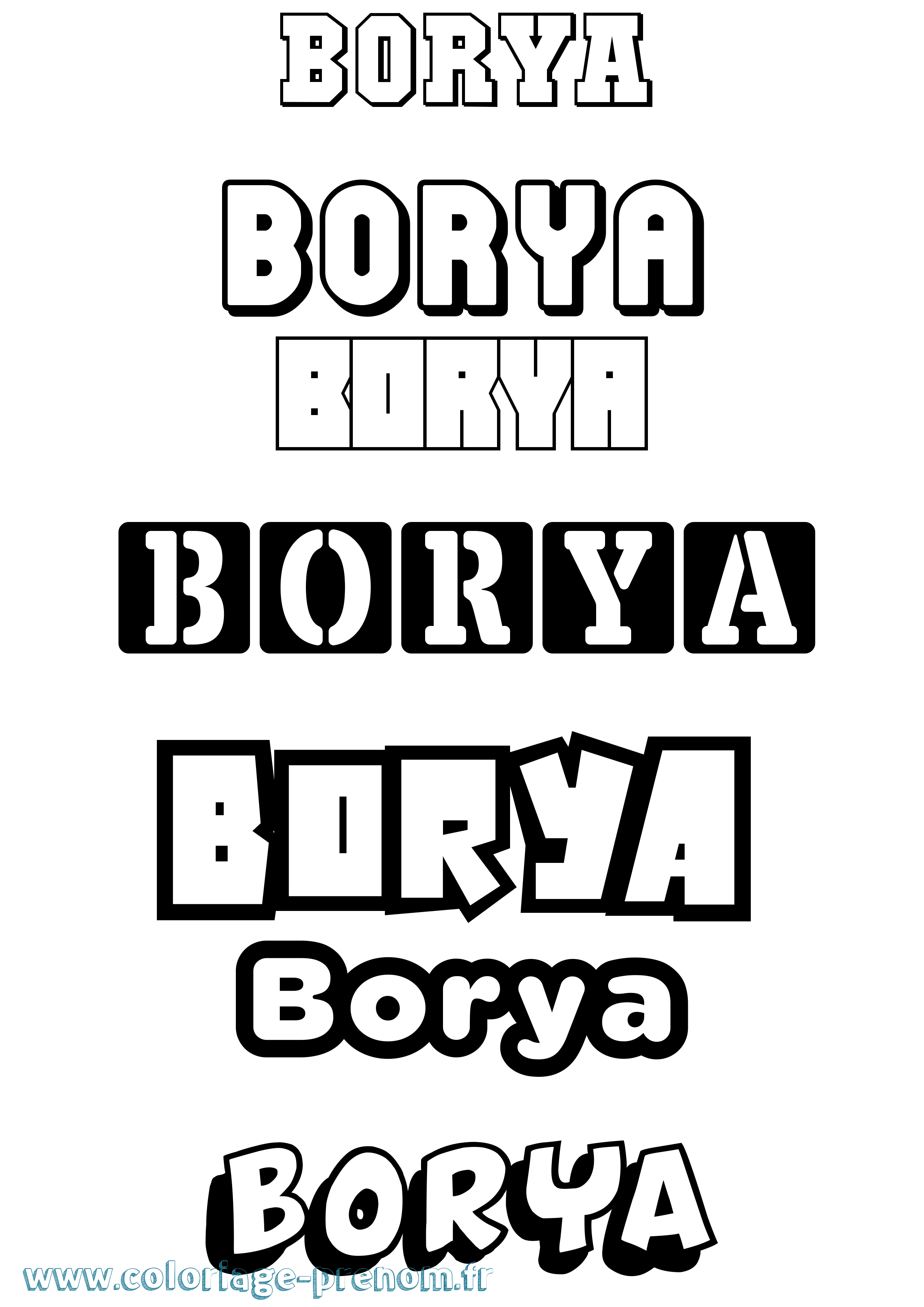 Coloriage prénom Borya Simple