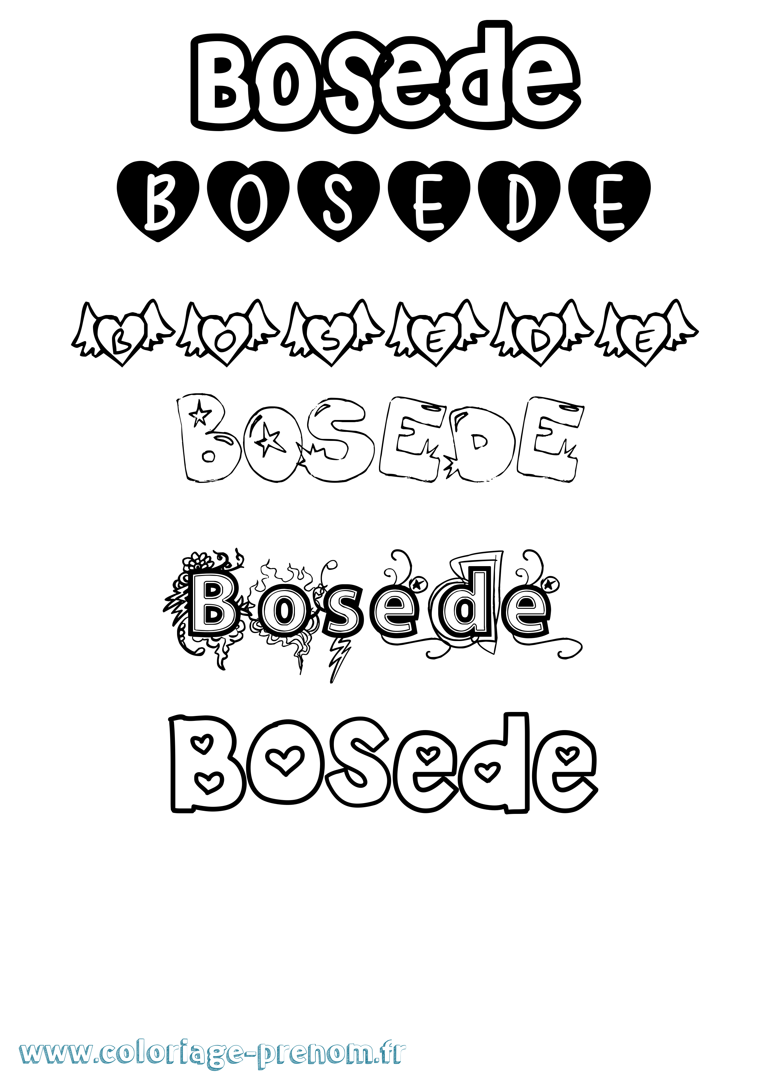 Coloriage prénom Bosede Girly