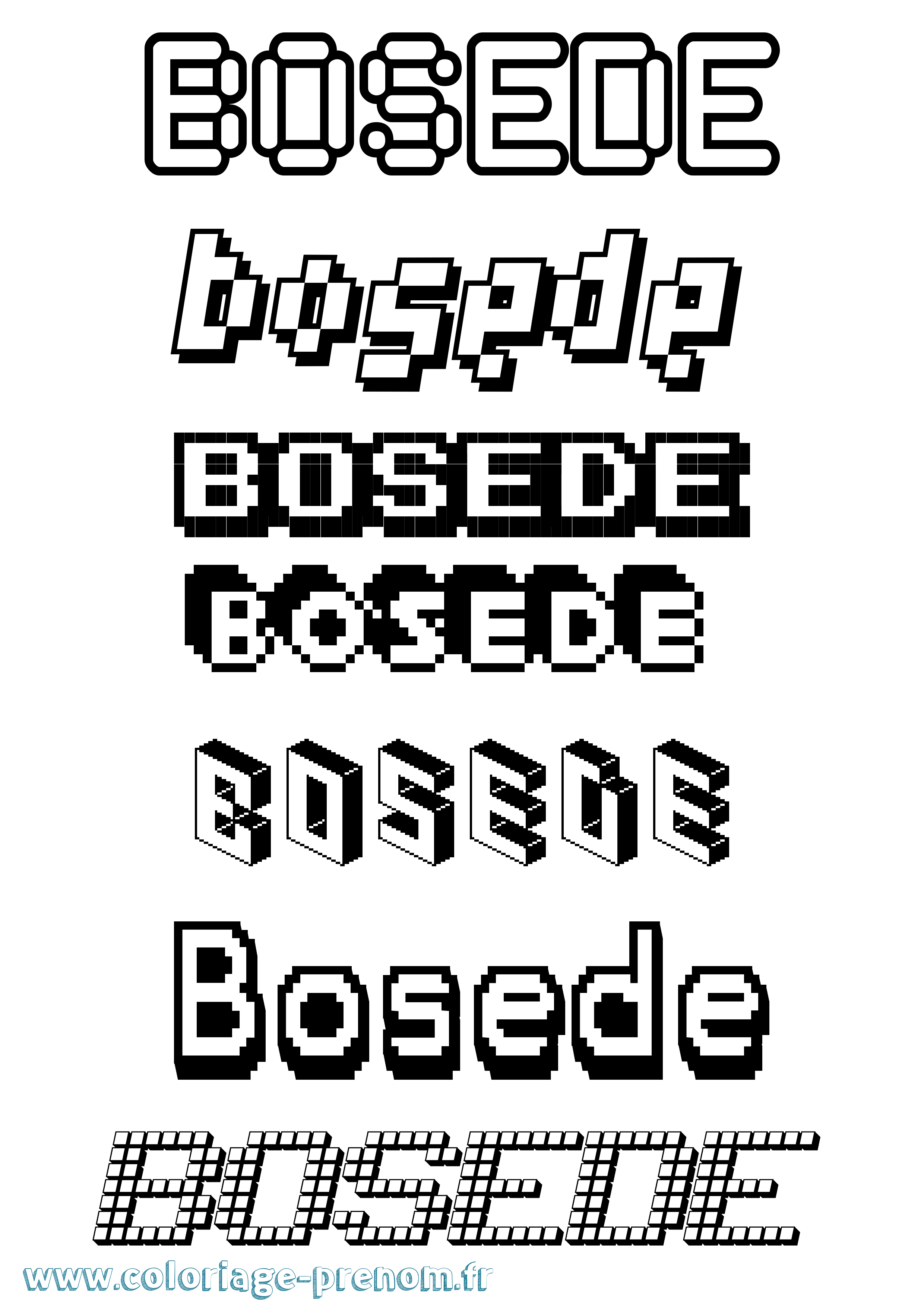 Coloriage prénom Bosede Pixel