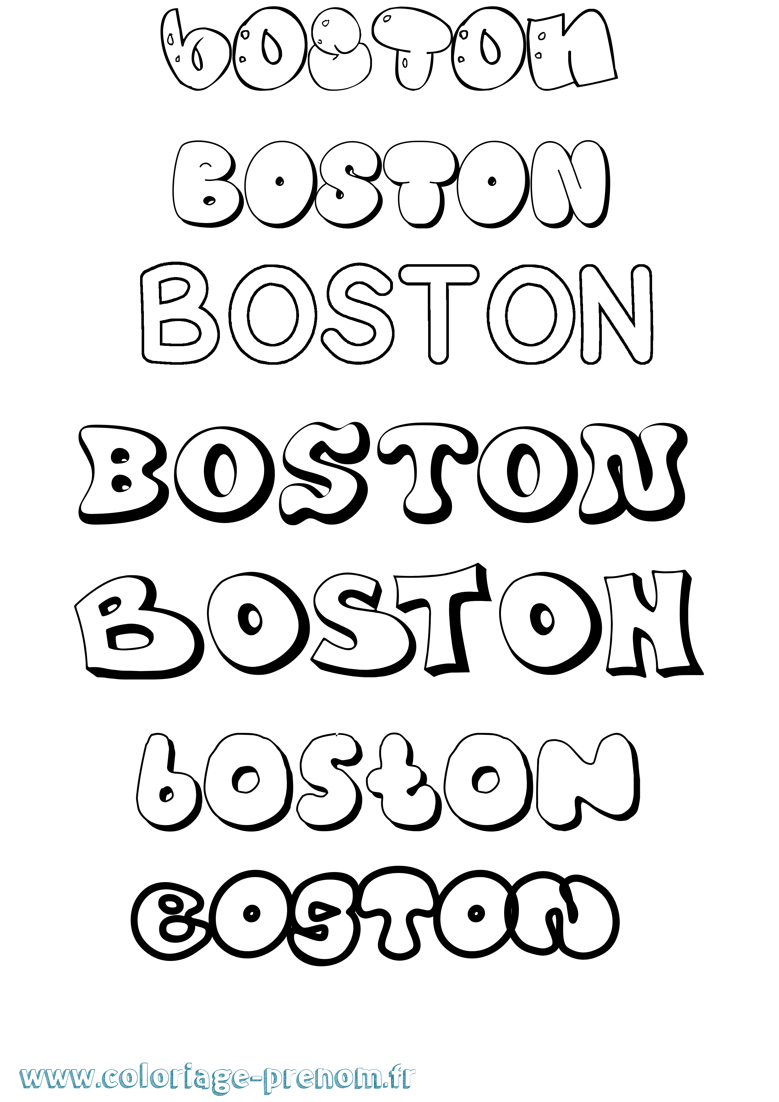 Coloriage prénom Boston Bubble