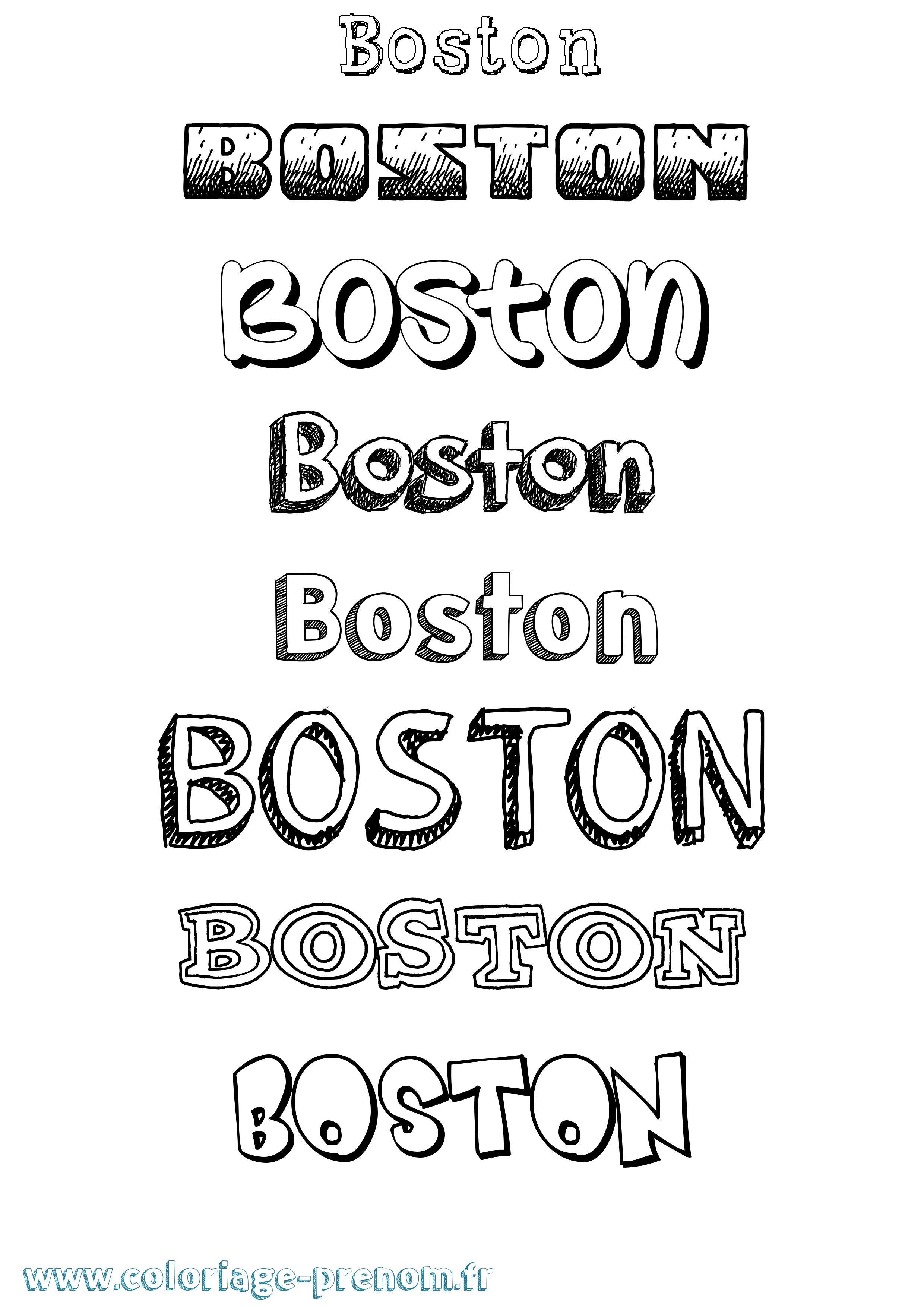 Coloriage prénom Boston Dessiné