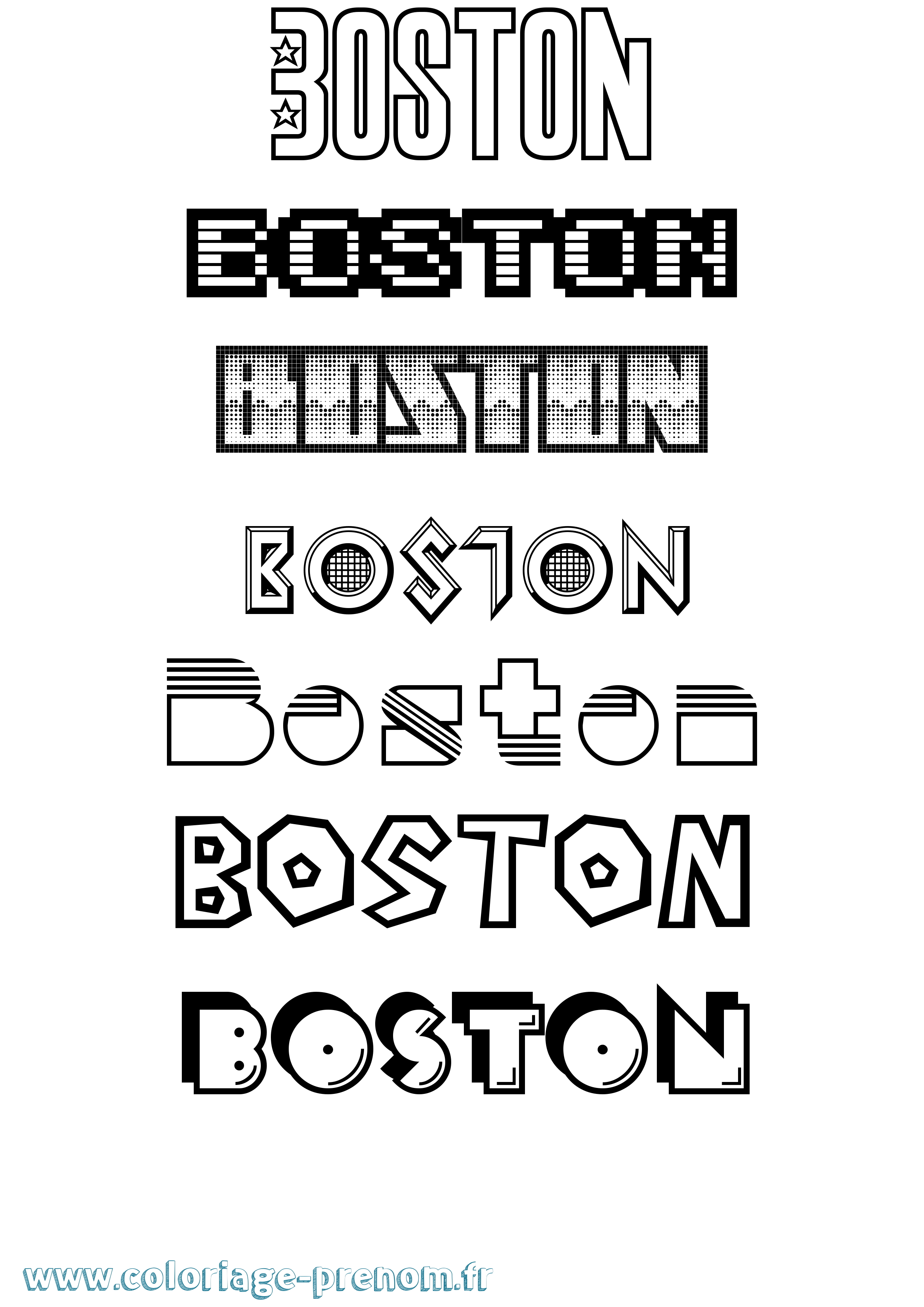 Coloriage prénom Boston Jeux Vidéos
