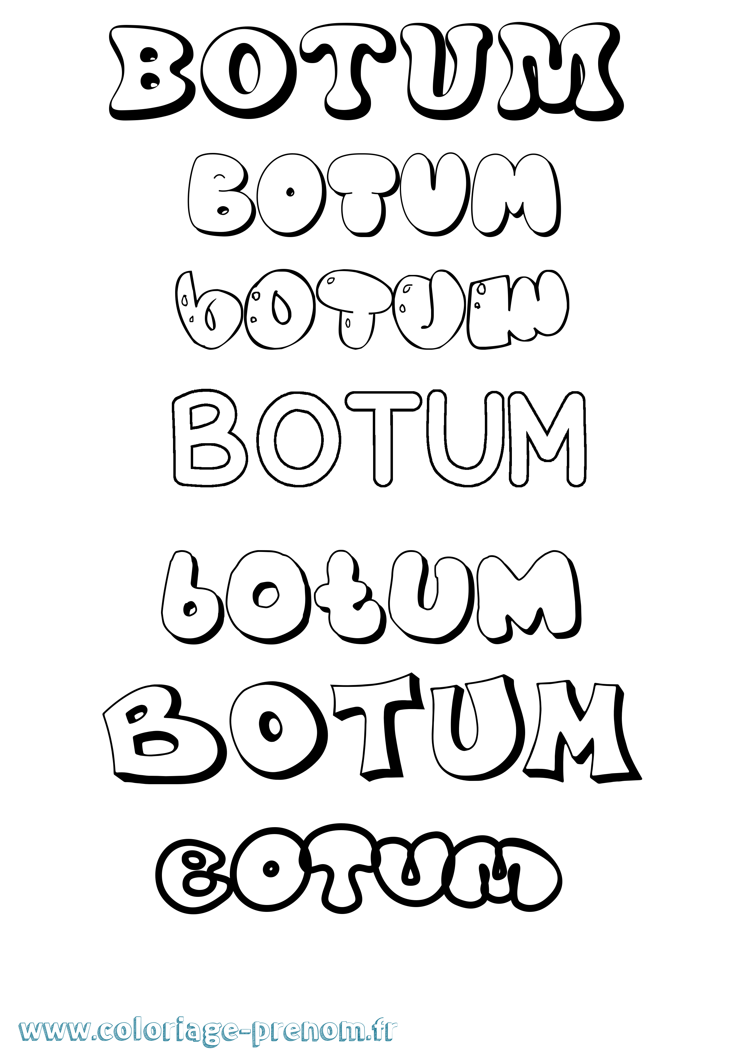 Coloriage Botum Bubble Coloriage prénom Botum Bubble