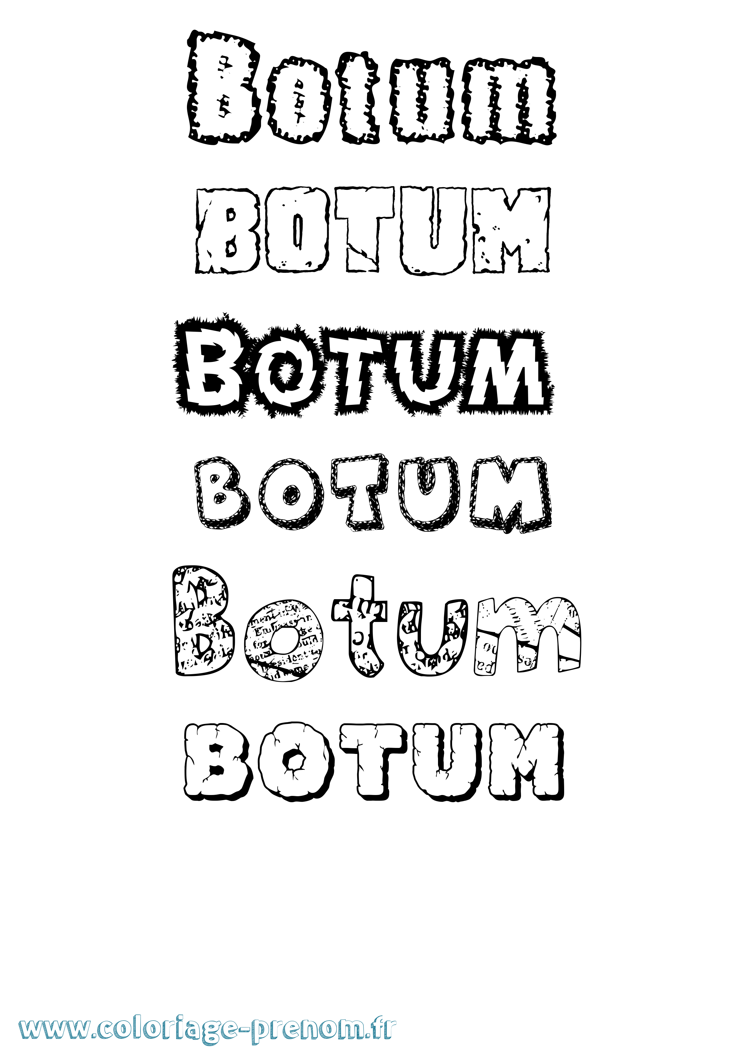 Coloriage Botum Destructuré Coloriage prénom Botum Destructuré