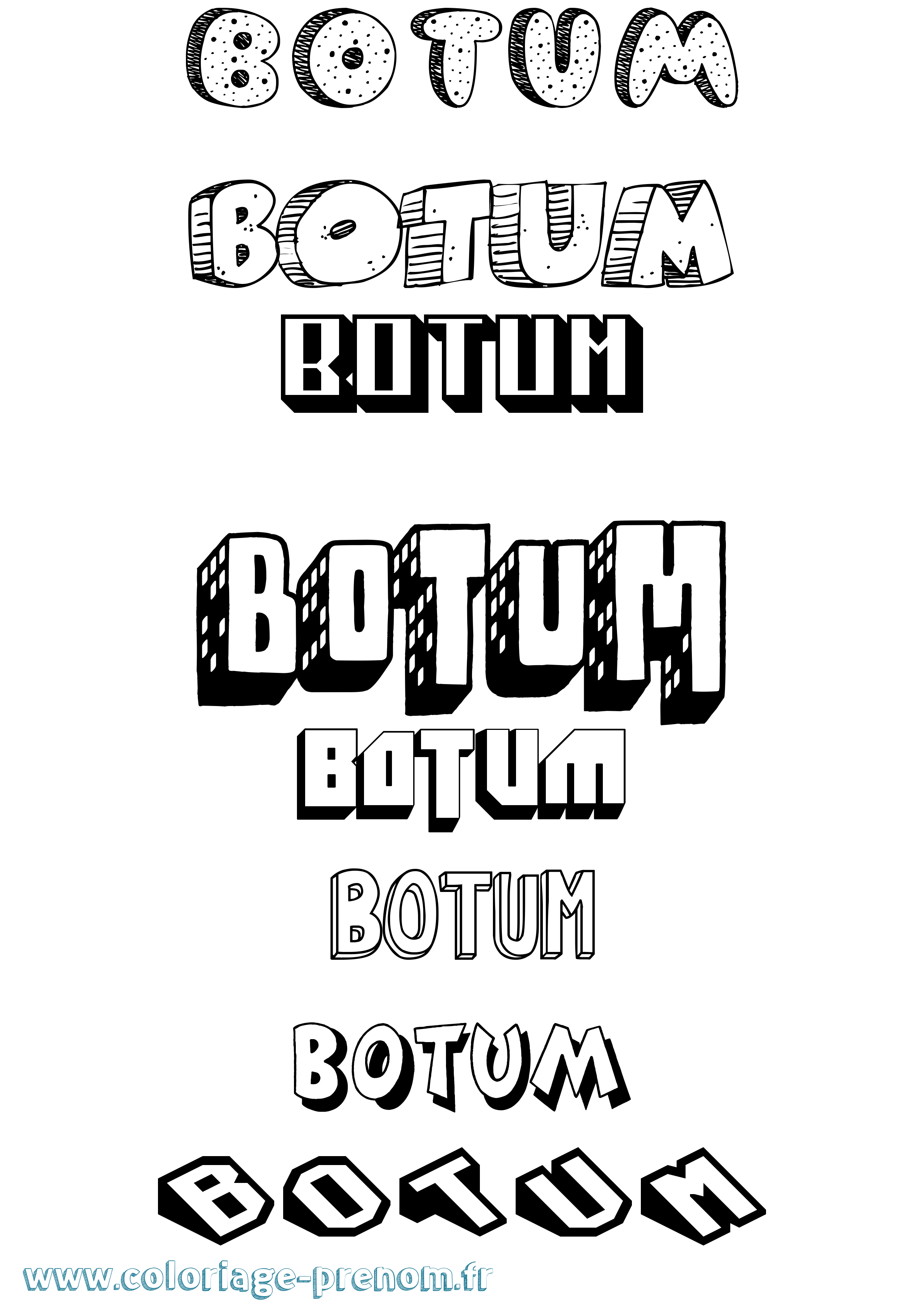 Coloriage Botum Effet 3D Coloriage prénom Botum Effet 3D