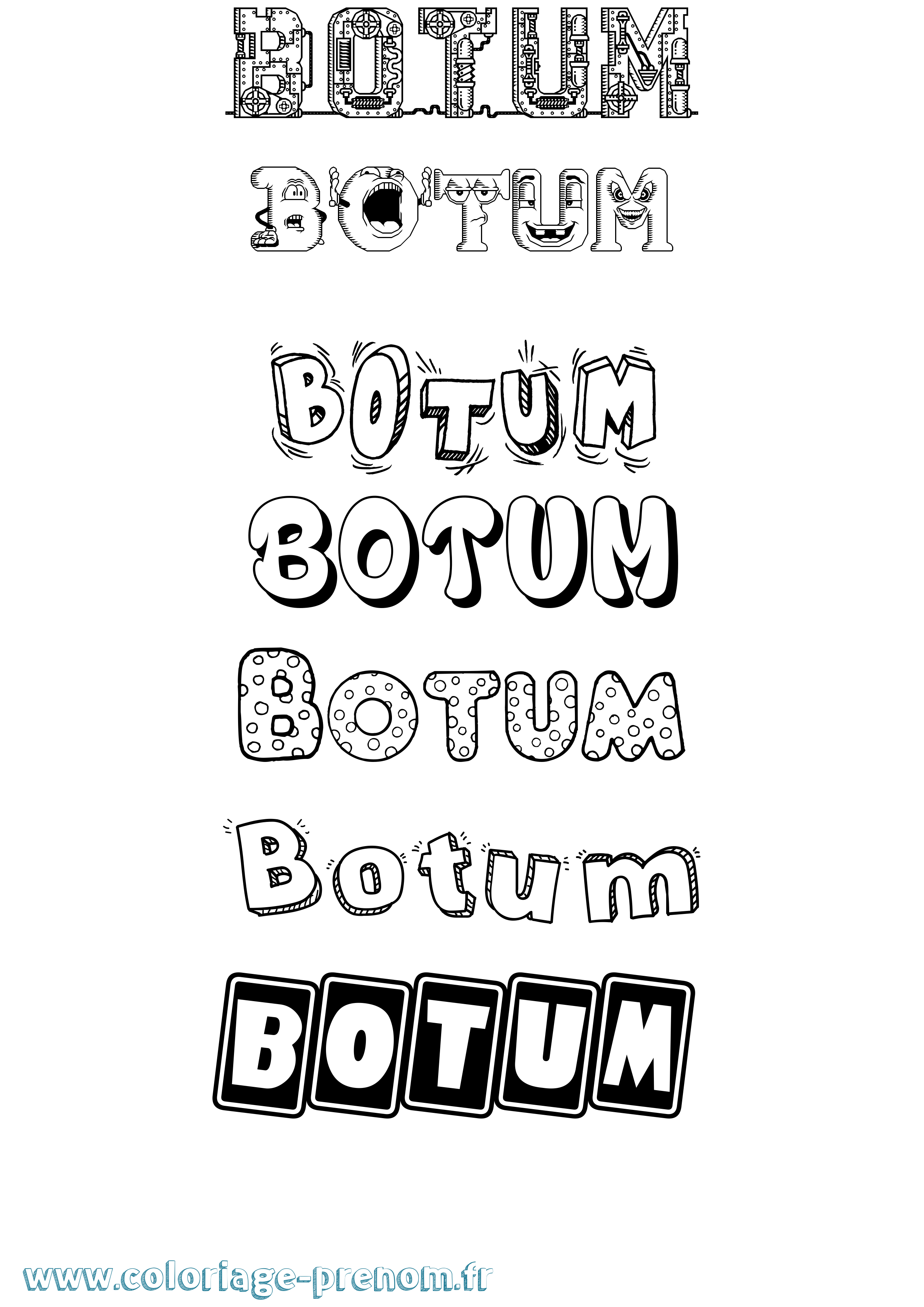 Coloriage Botum Fun Coloriage prénom Botum Fun