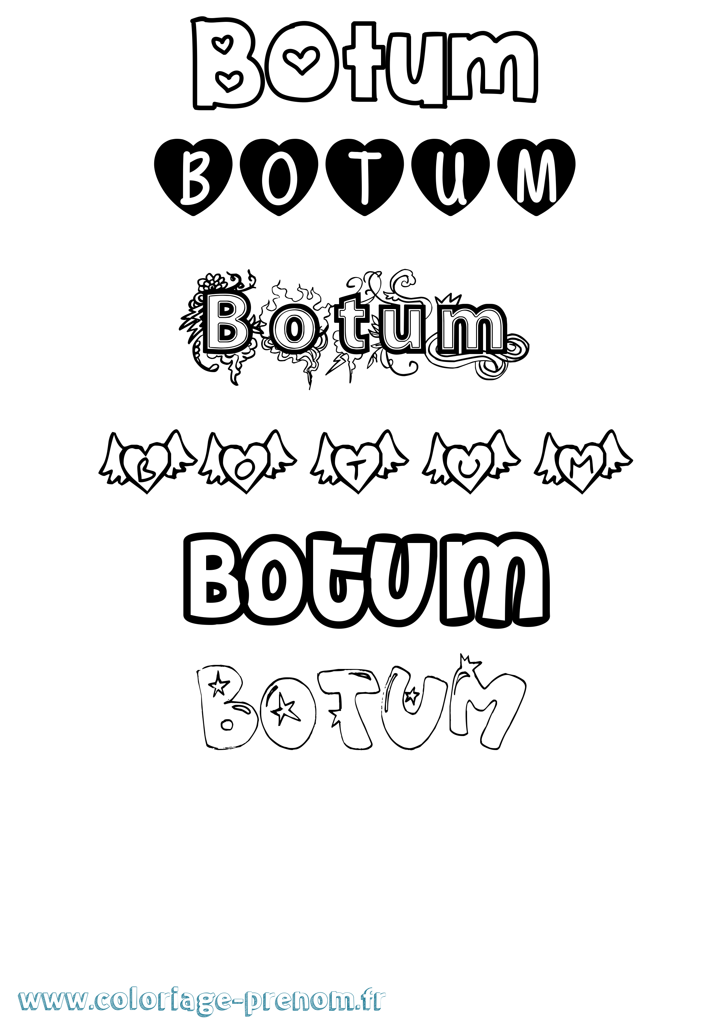 Coloriage Botum Girly Coloriage prénom Botum Girly