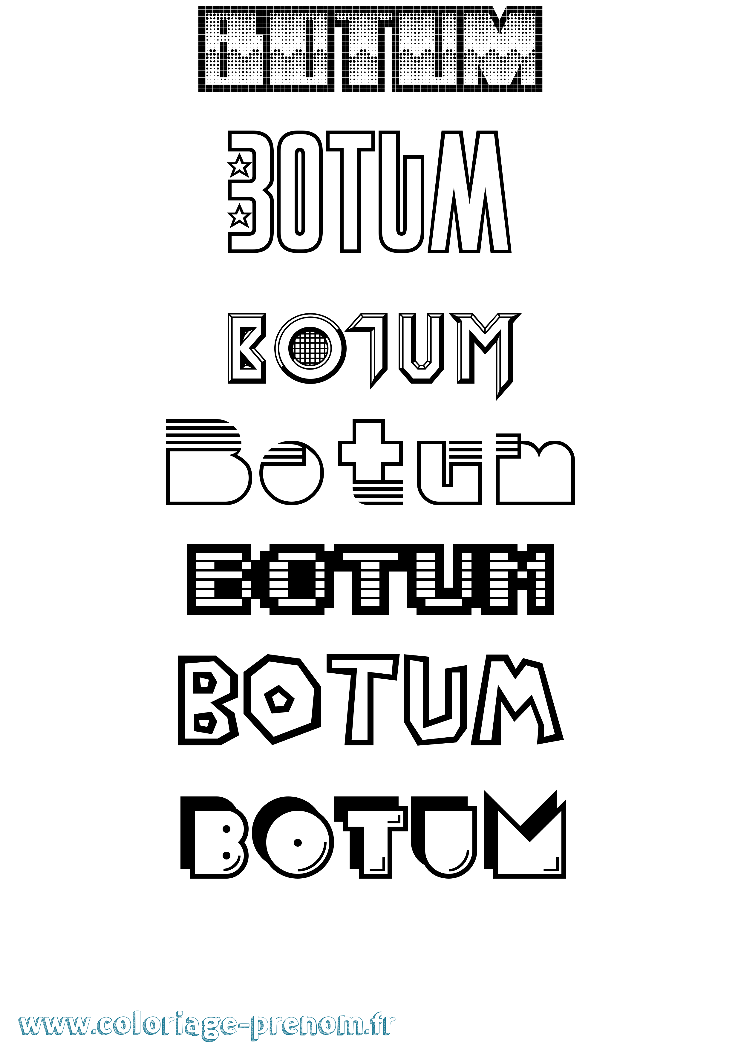 Coloriage Botum Jeux Vidéos Coloriage prénom Botum Jeux Vidéos