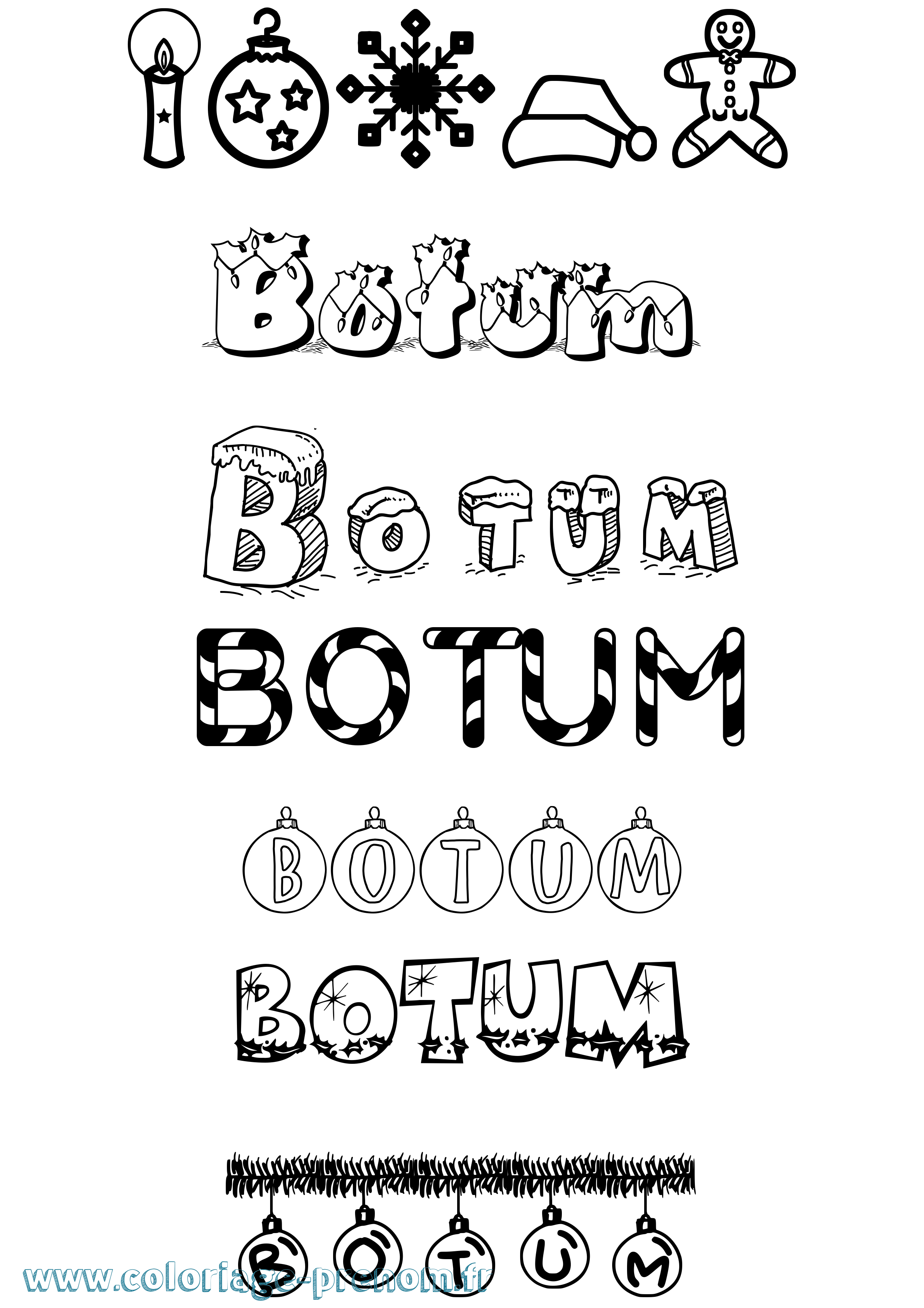 Coloriage Botum Noël Coloriage prénom Botum Noël