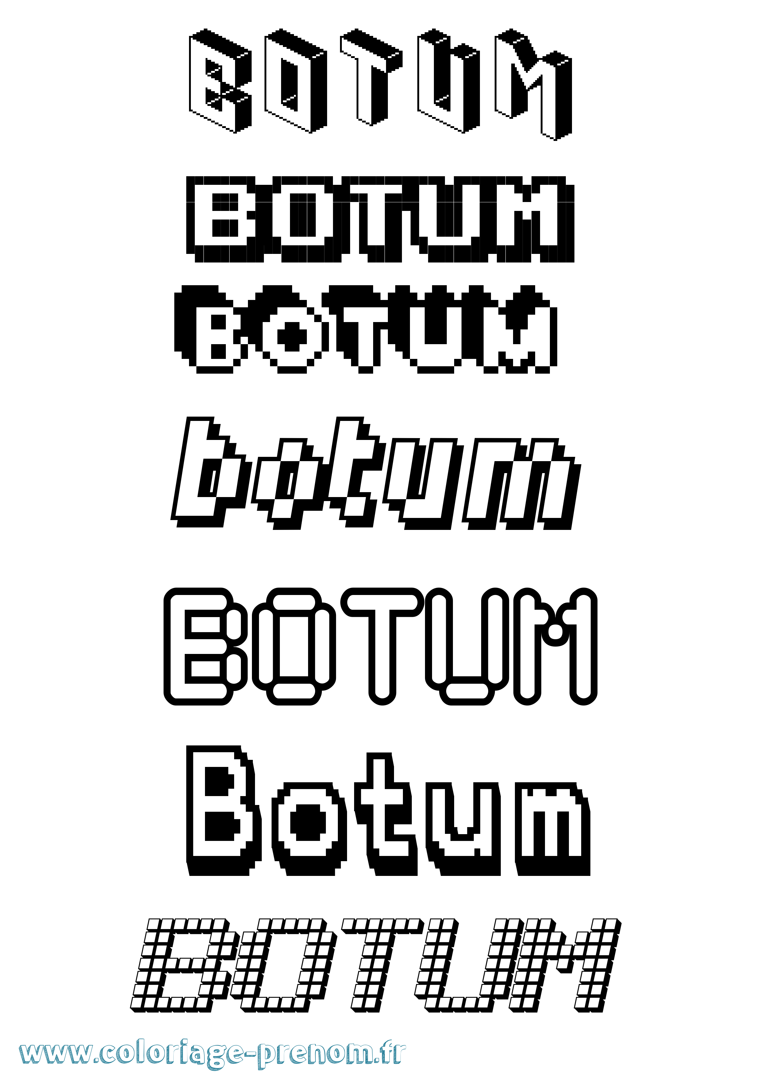 Coloriage Botum Pixel Coloriage prénom Botum Pixel