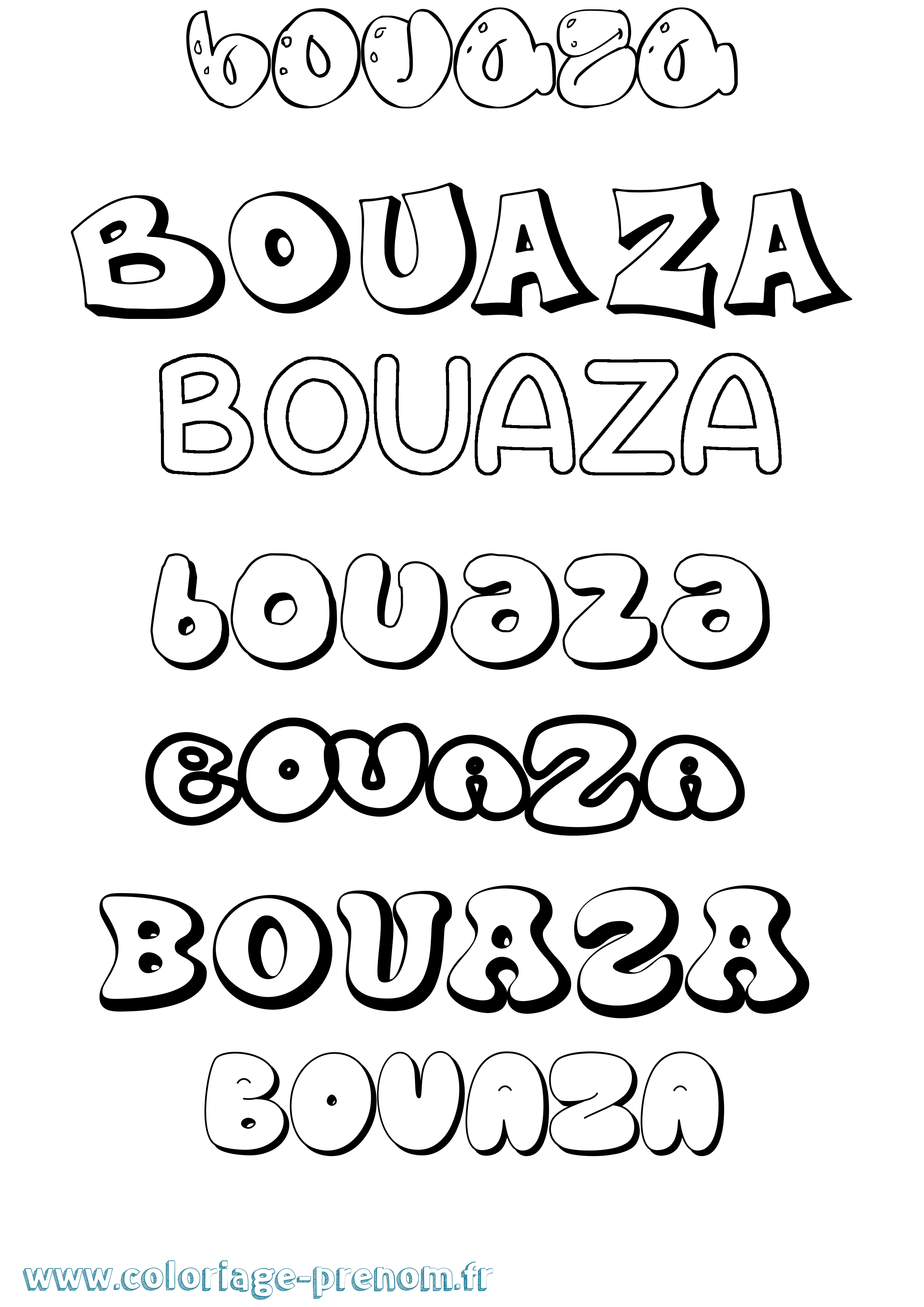 Coloriage prénom Bouaza Bubble