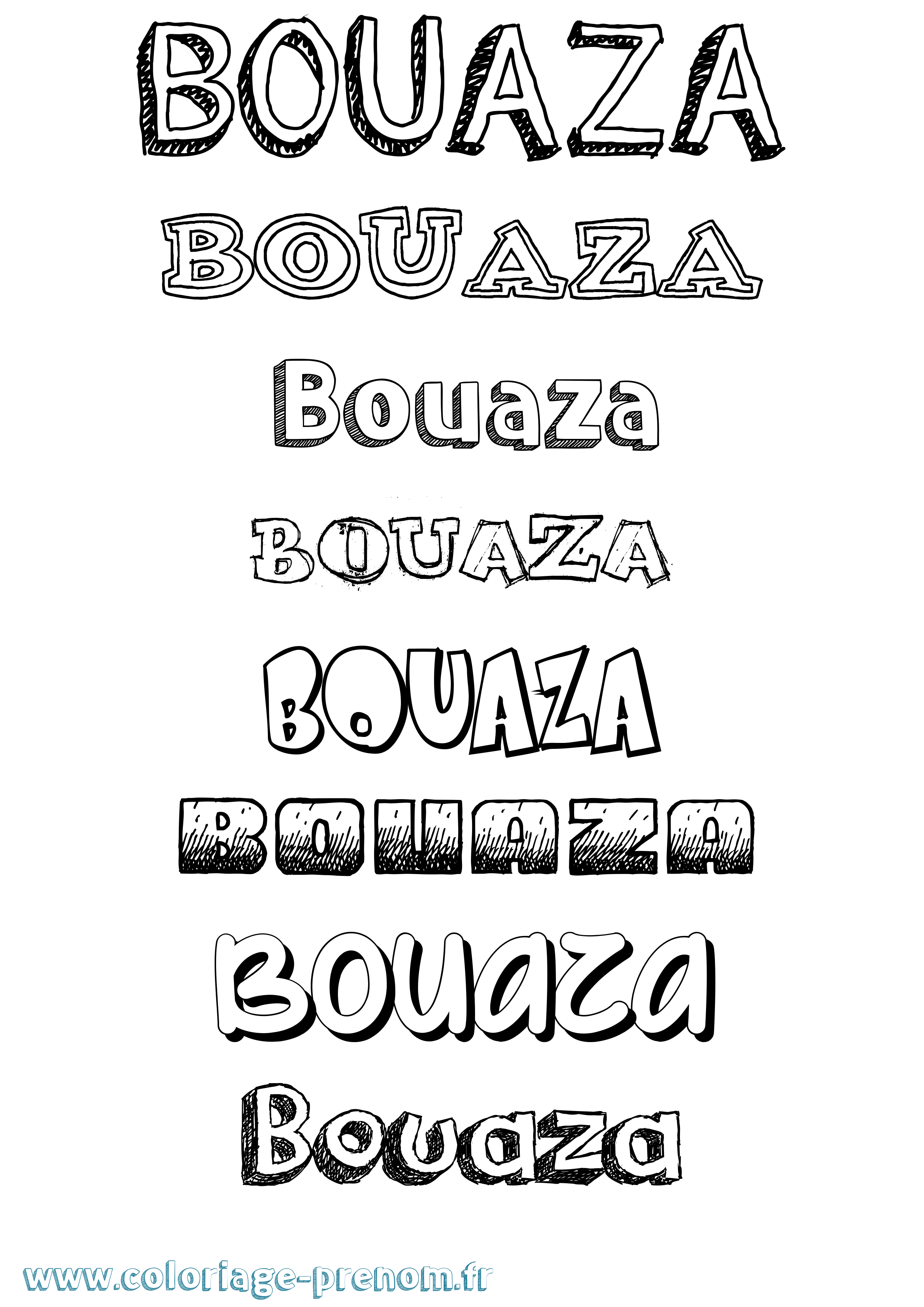 Coloriage prénom Bouaza Dessiné