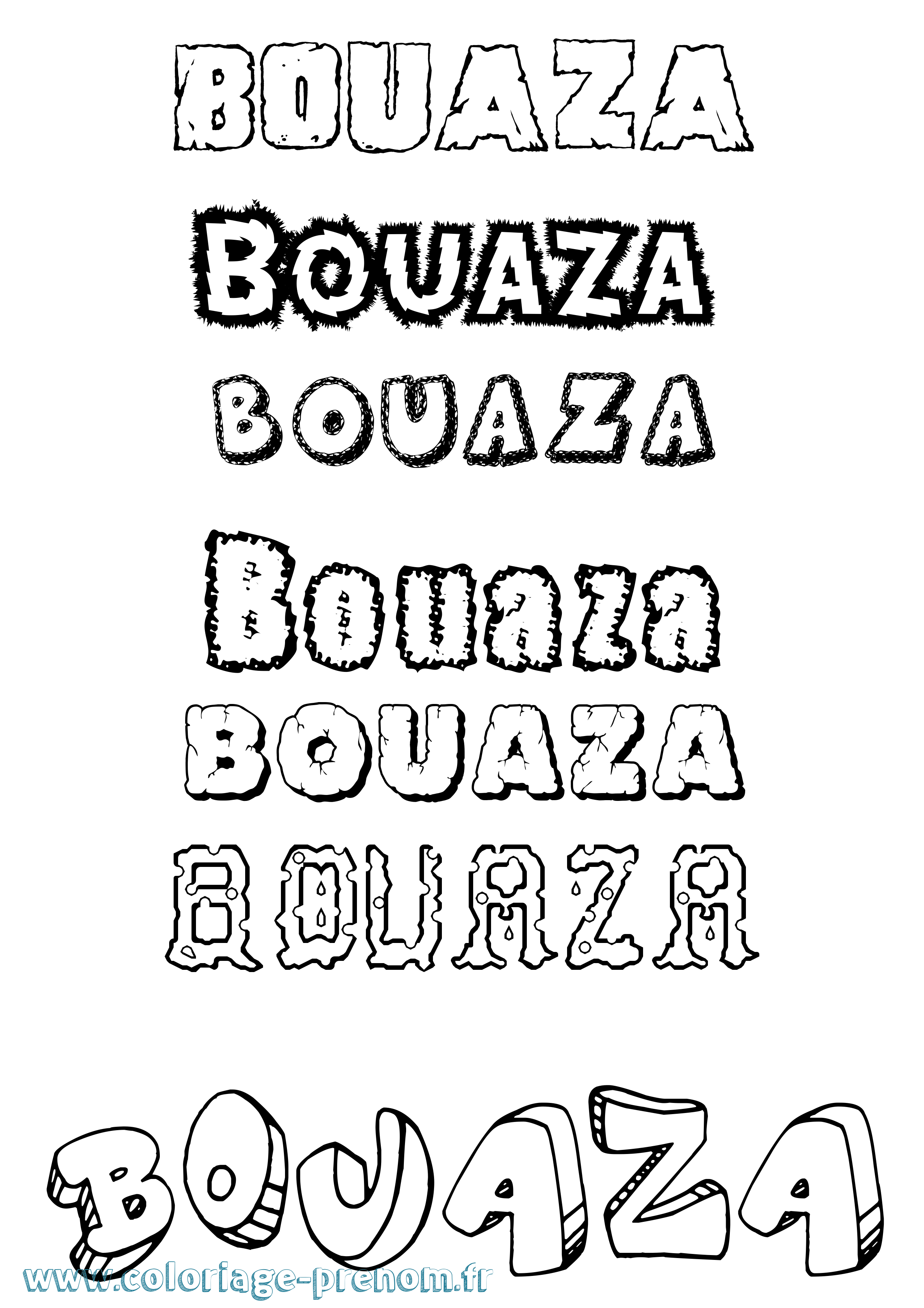 Coloriage prénom Bouaza Destructuré
