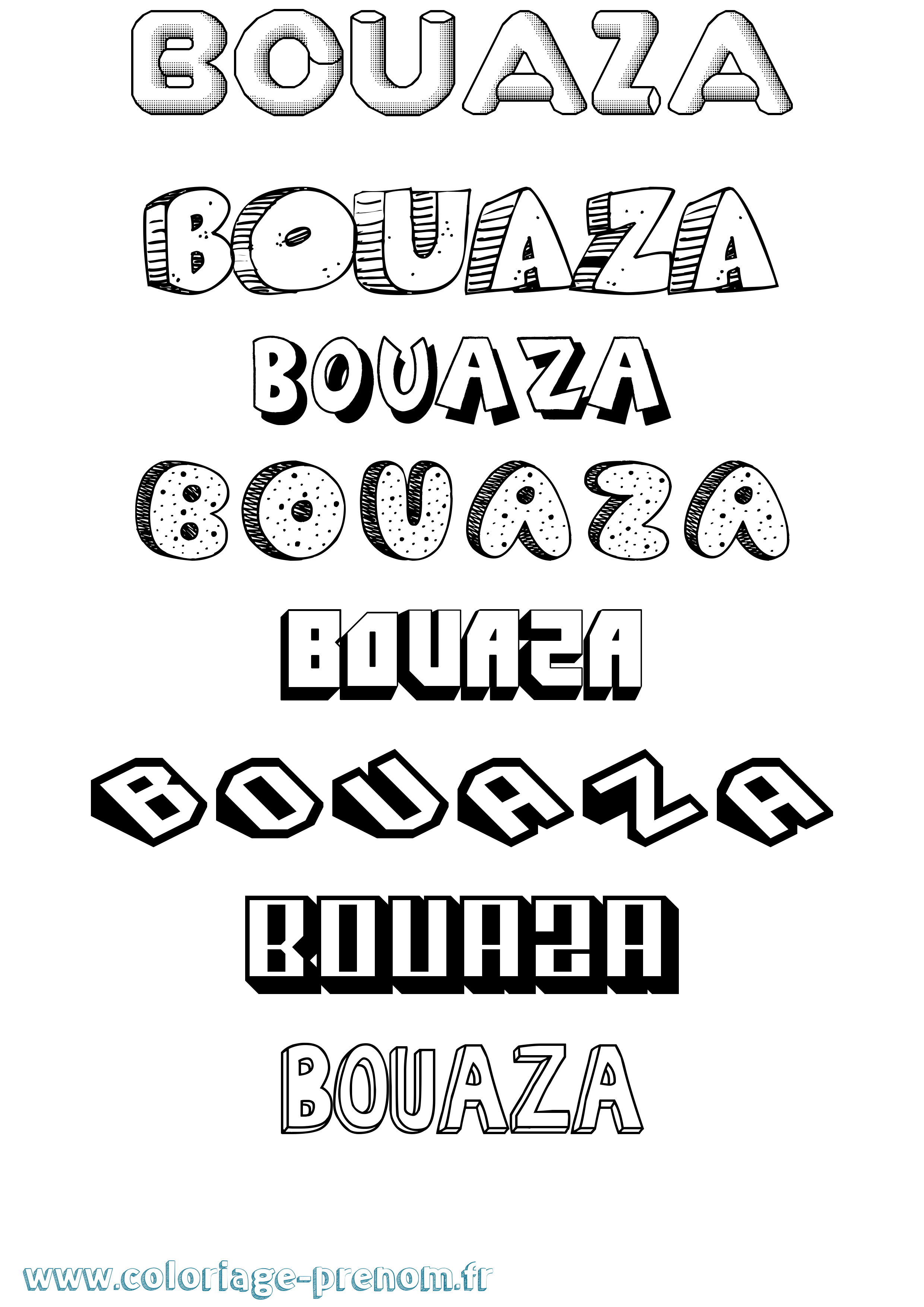 Coloriage prénom Bouaza Effet 3D