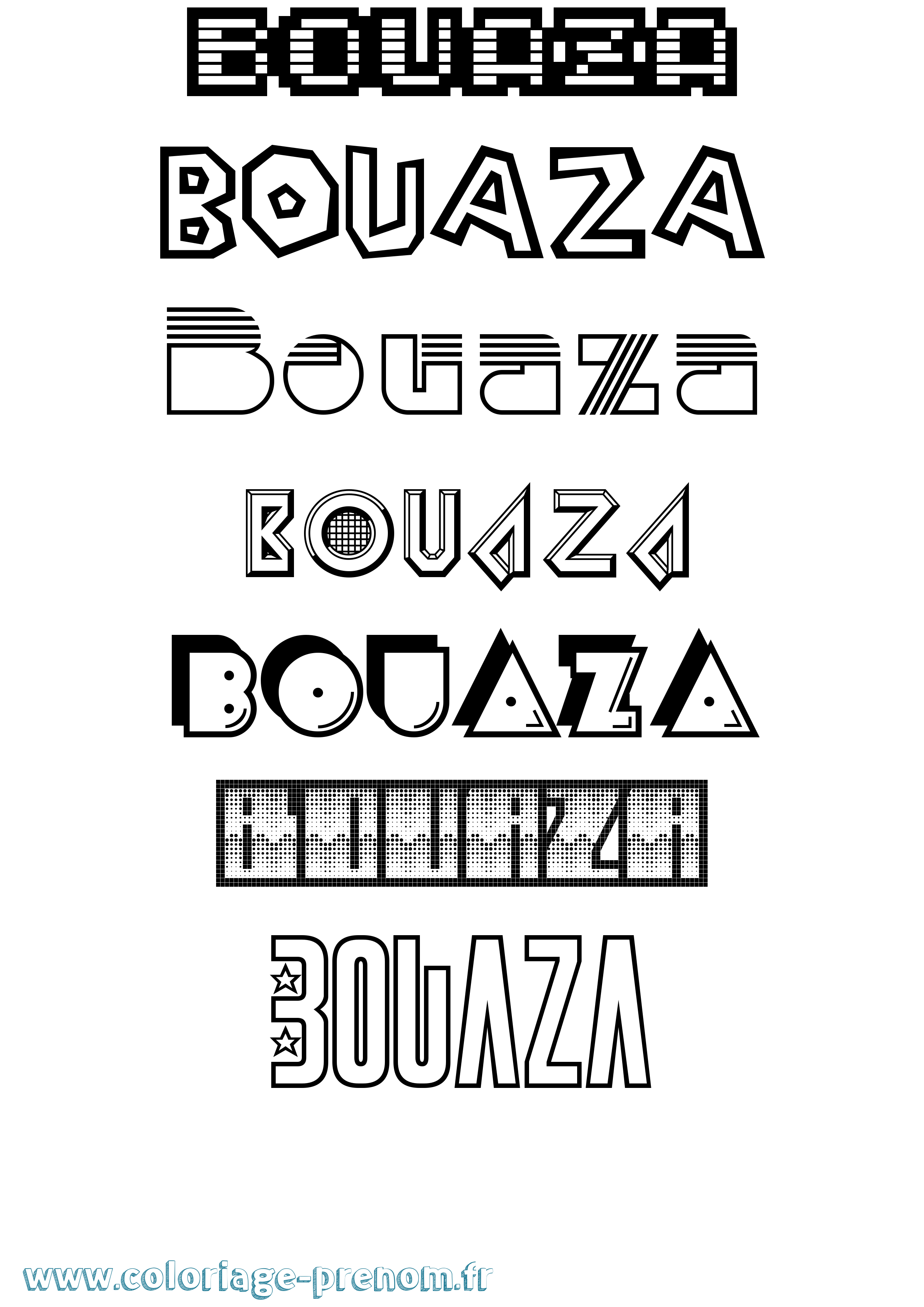 Coloriage prénom Bouaza Jeux Vidéos