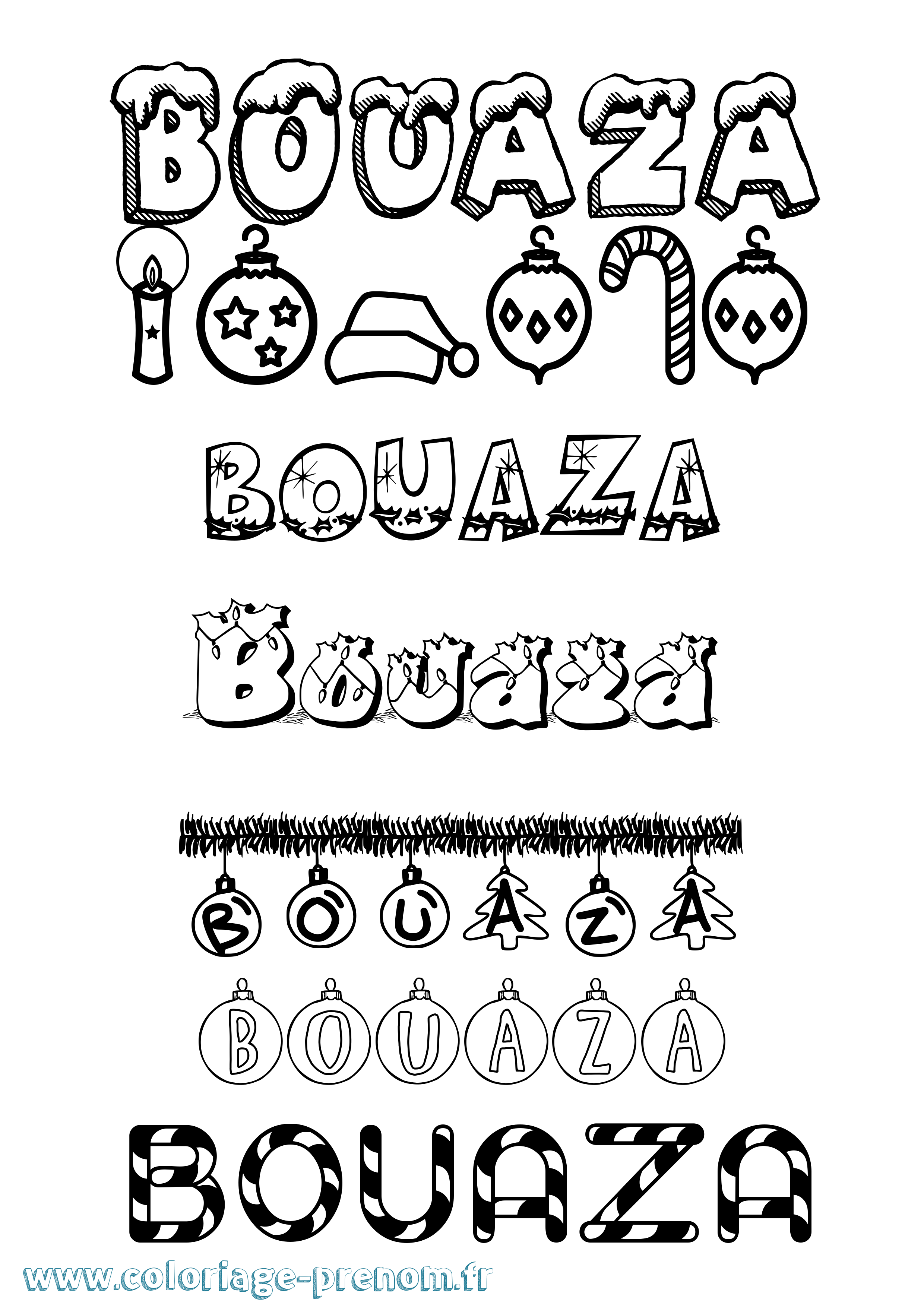 Coloriage prénom Bouaza Noël