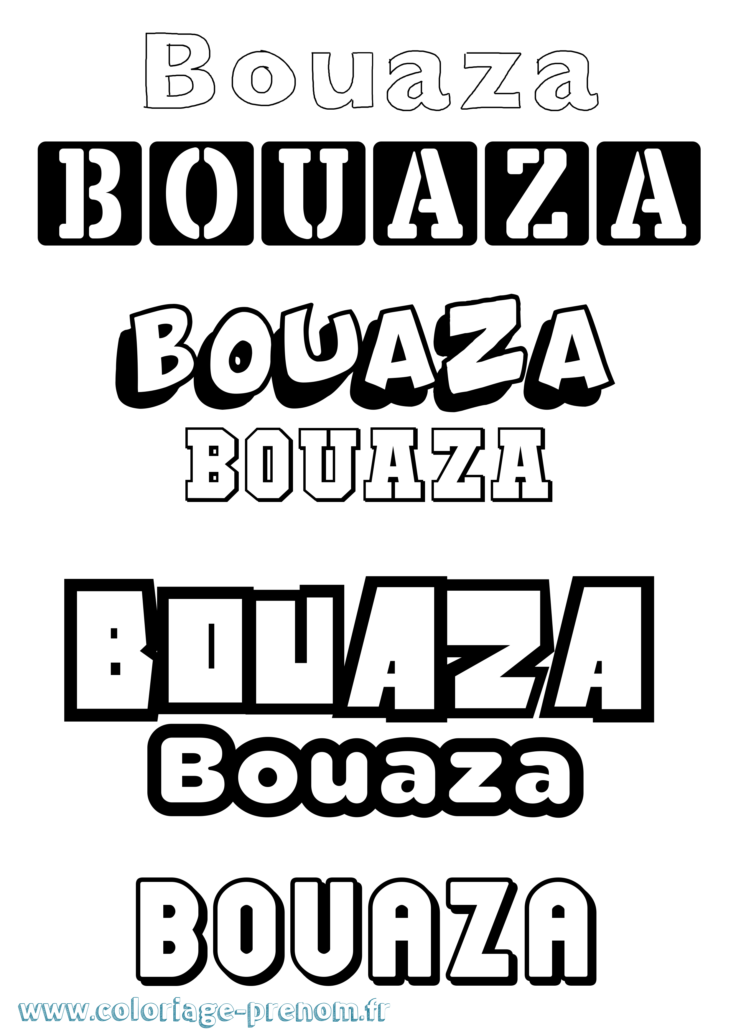 Coloriage prénom Bouaza Simple