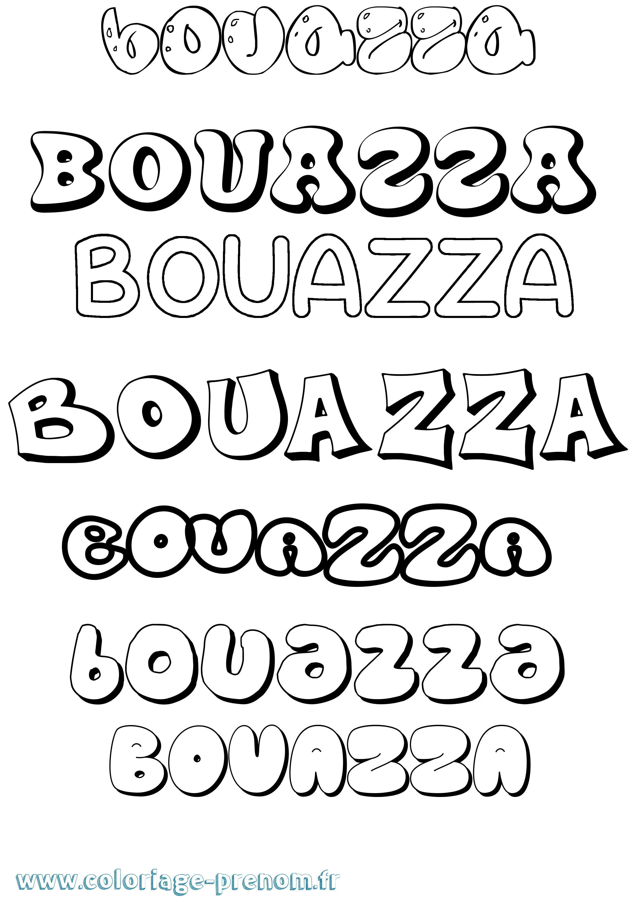 Coloriage prénom Bouazza Bubble