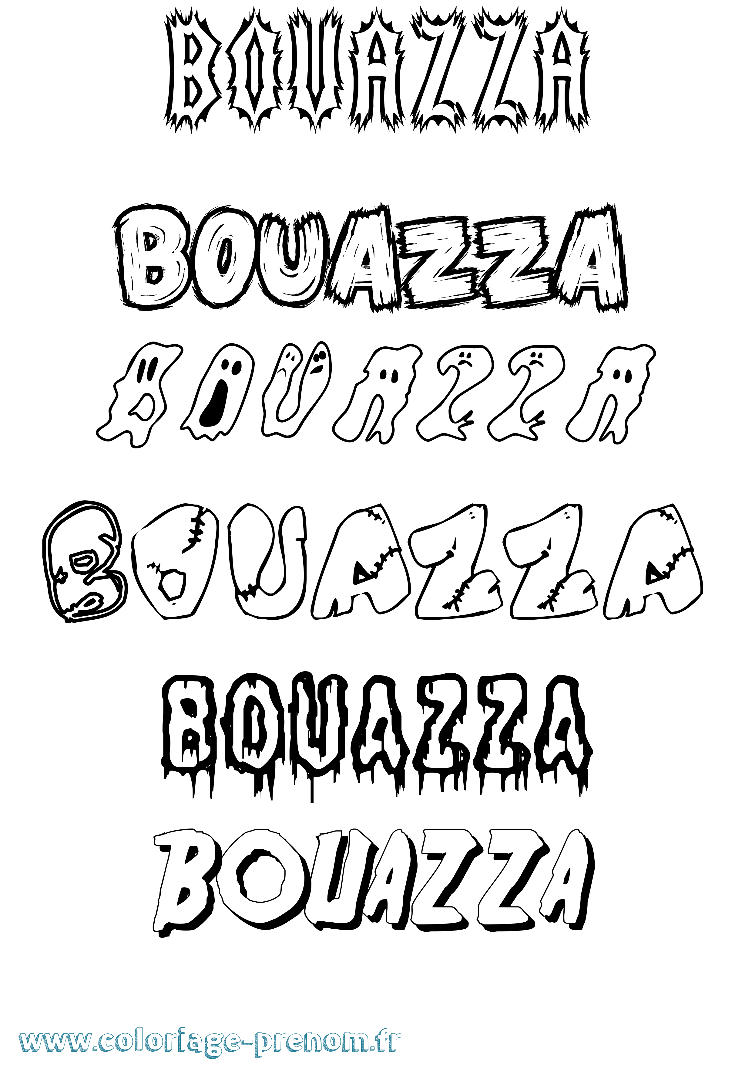 Coloriage prénom Bouazza Frisson