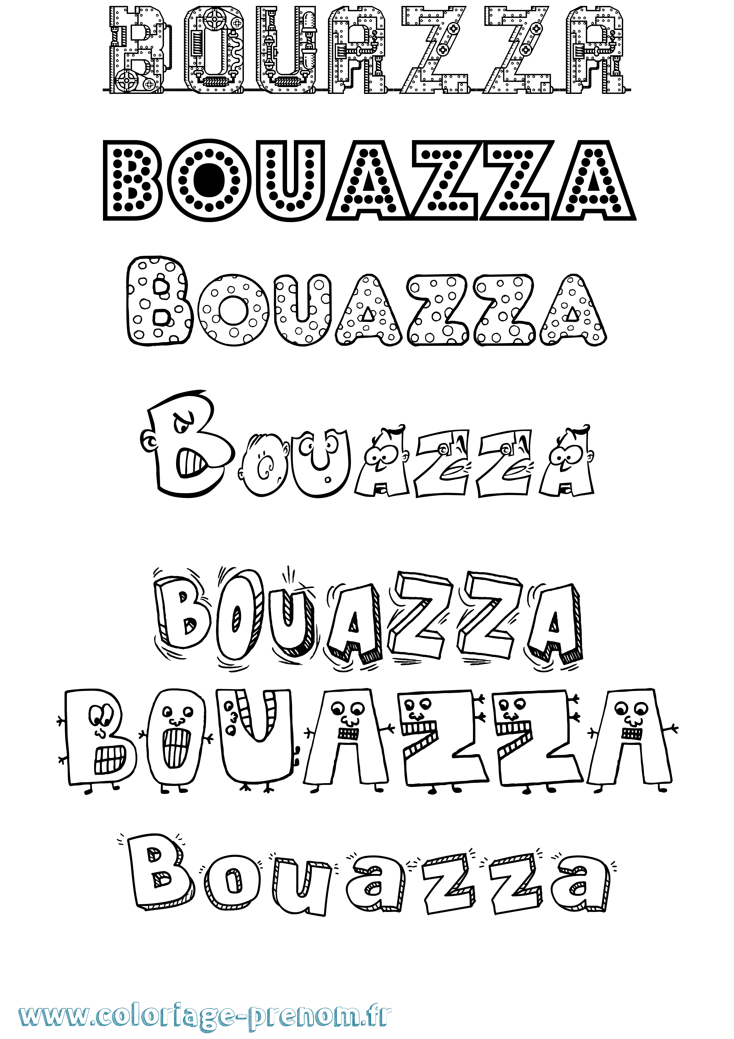 Coloriage prénom Bouazza Fun