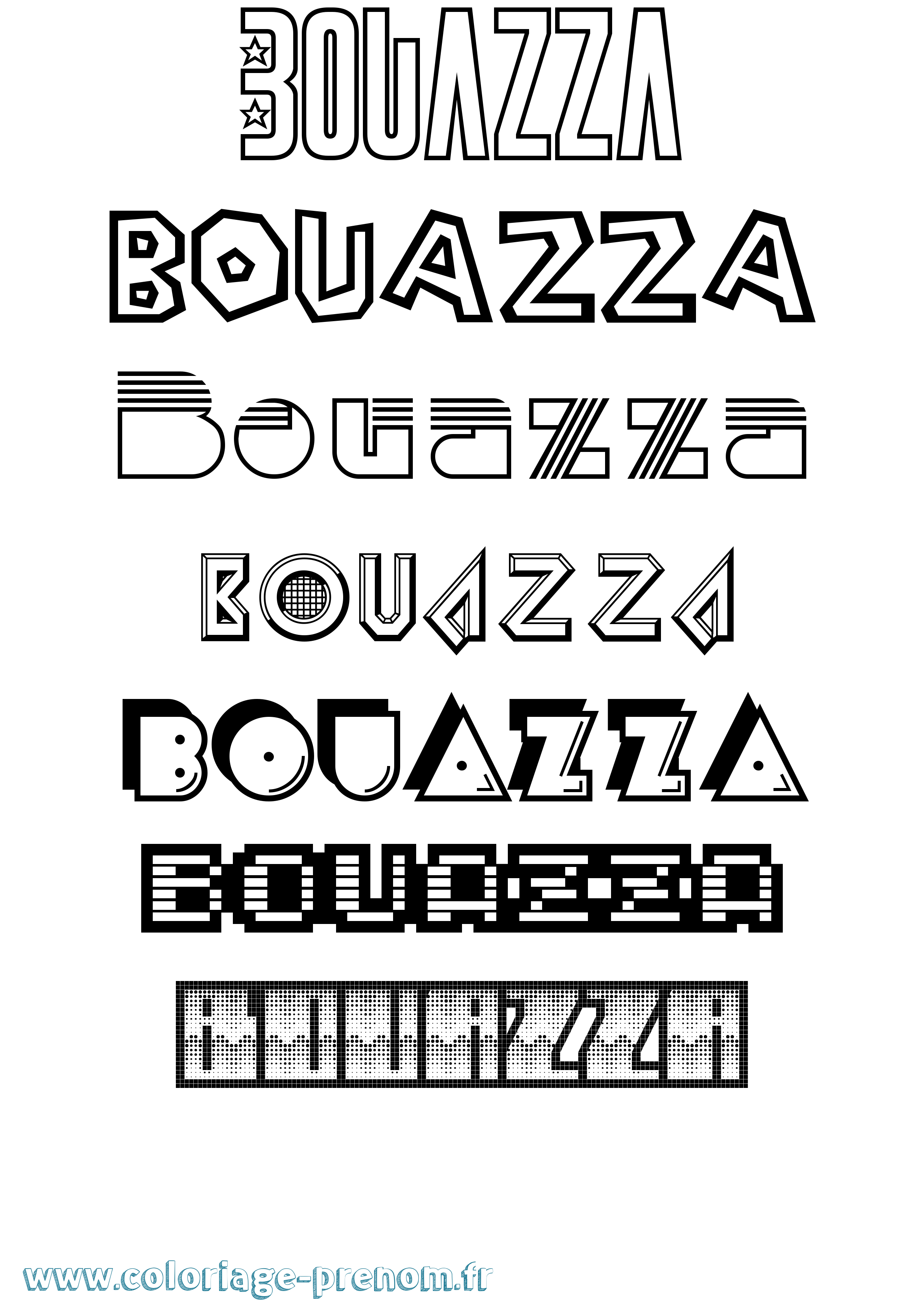 Coloriage prénom Bouazza Jeux Vidéos