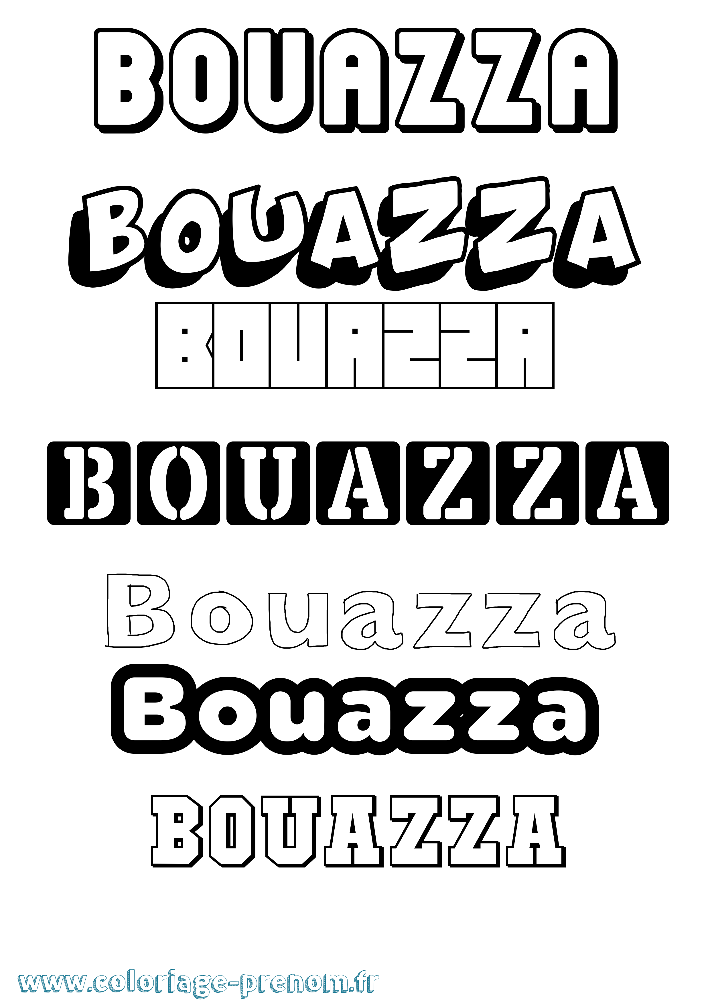 Coloriage prénom Bouazza Simple