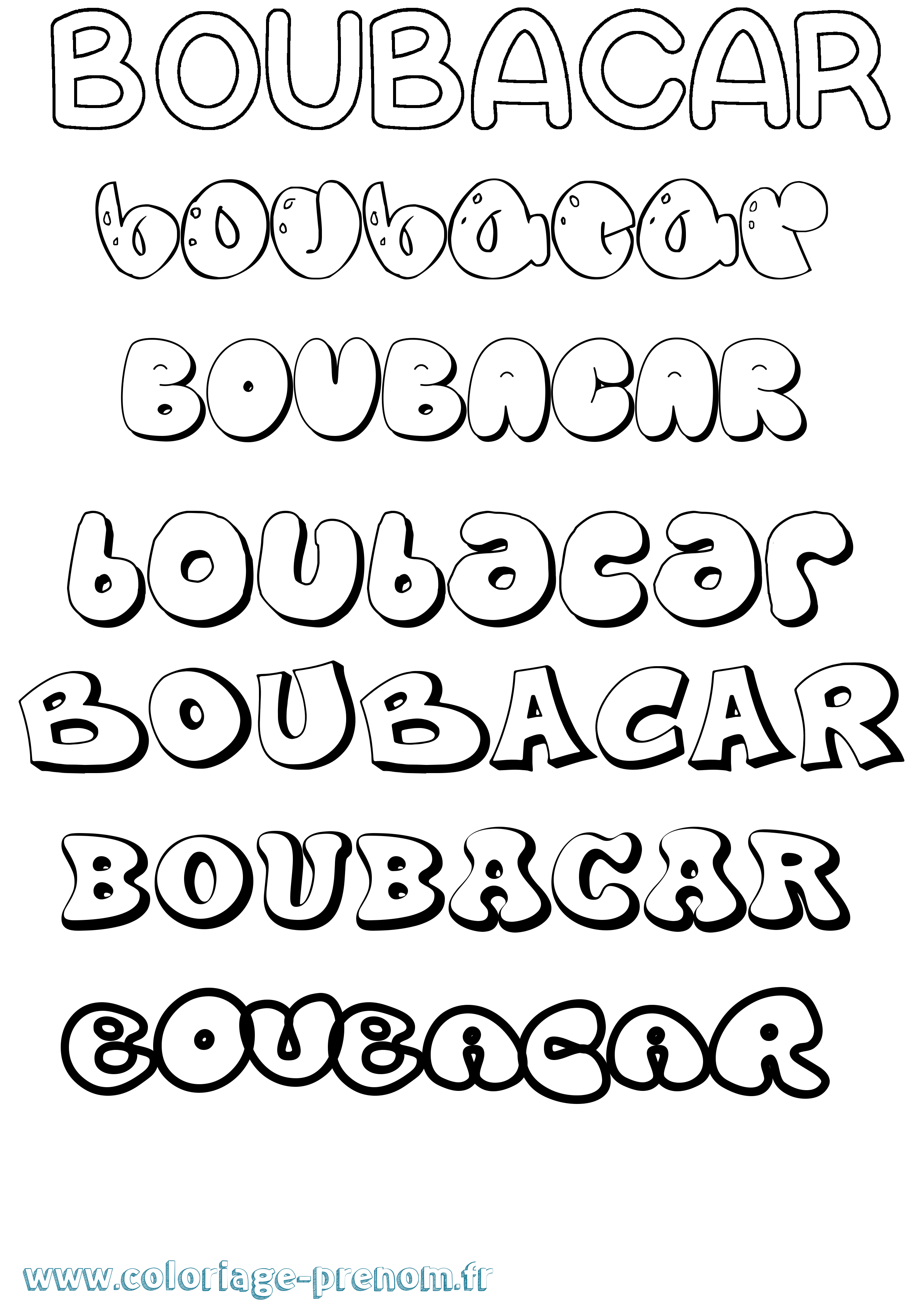 Coloriage prénom Boubacar Bubble