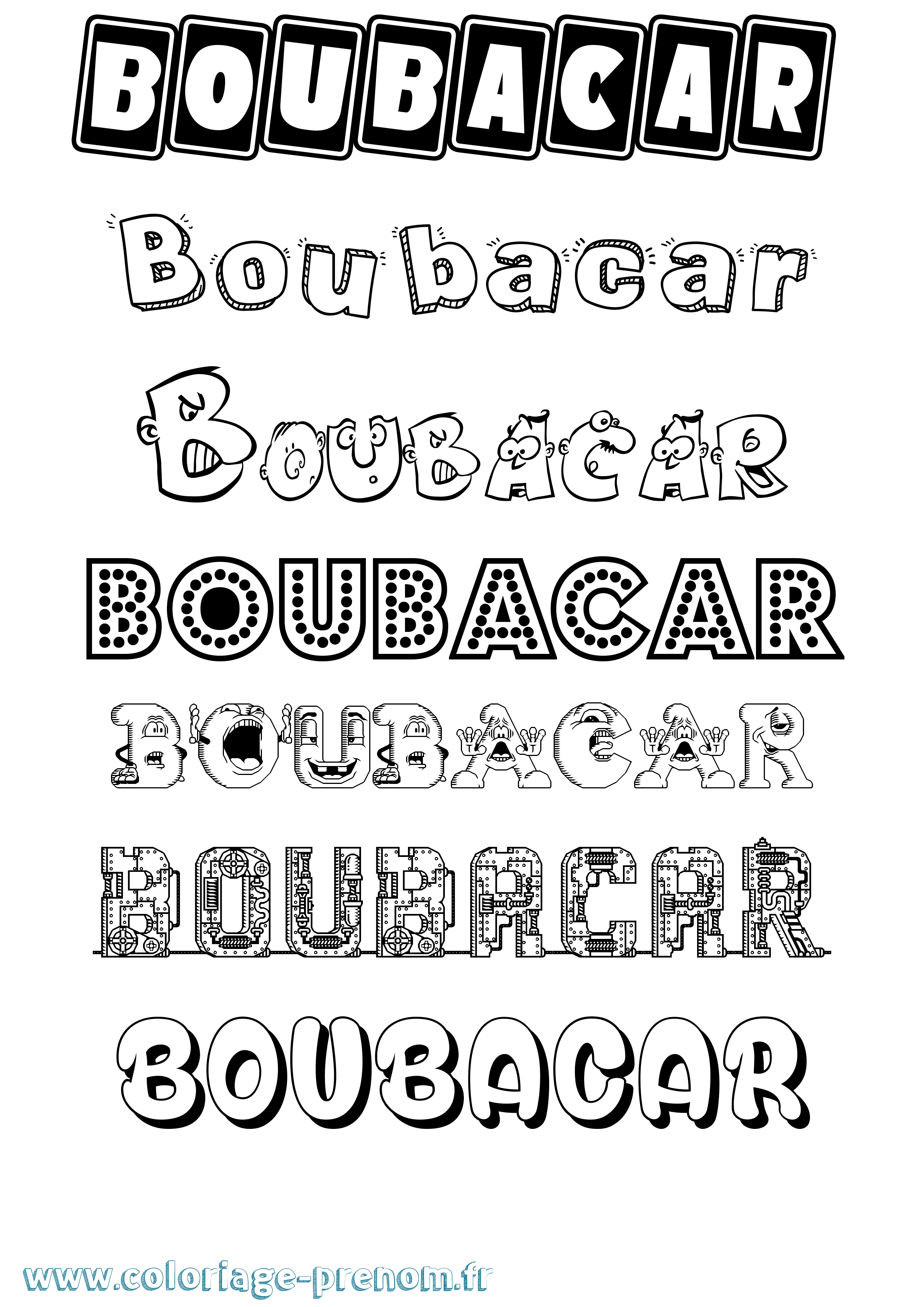 Coloriage prénom Boubacar Fun