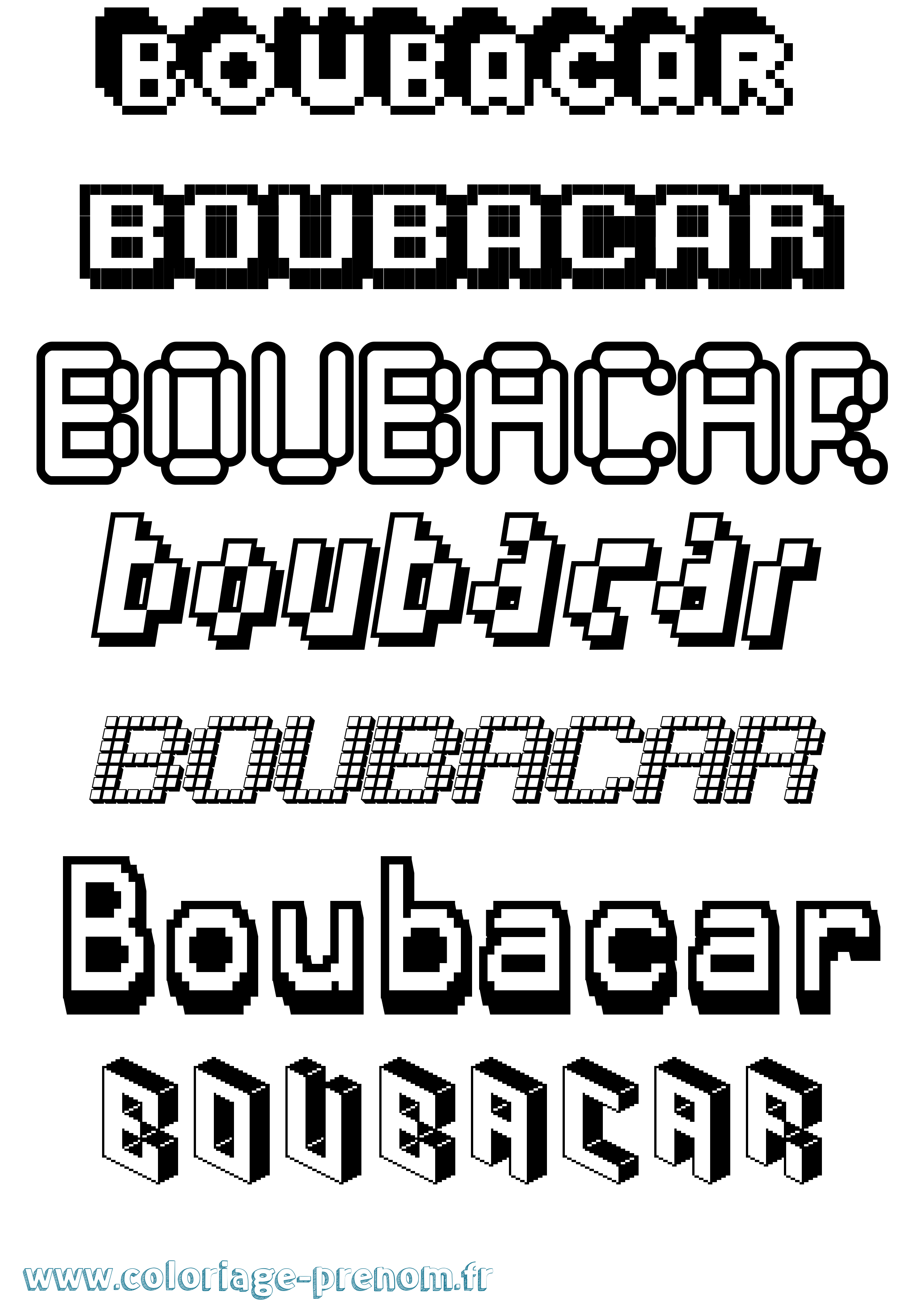 Coloriage prénom Boubacar Pixel