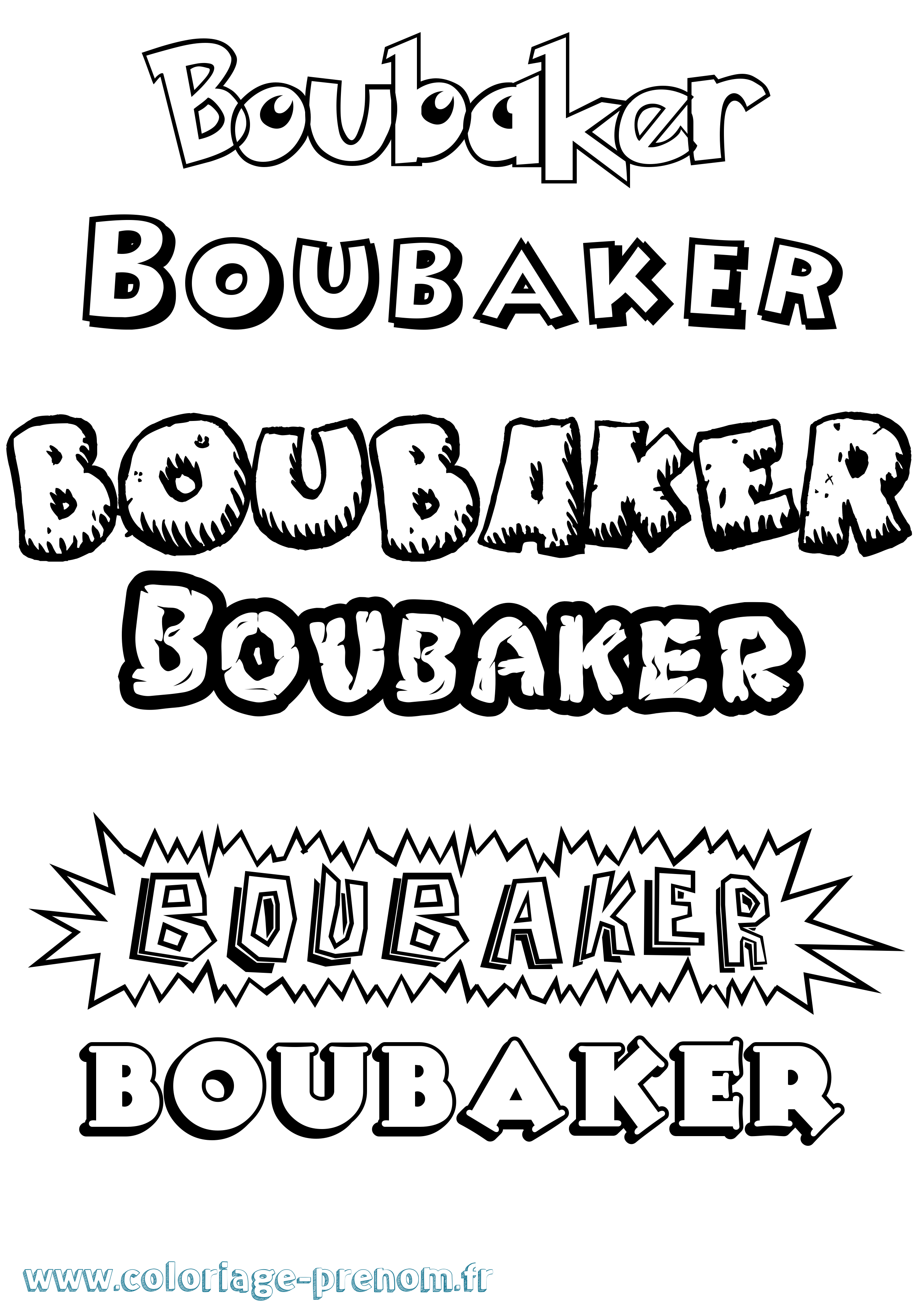 Coloriage prénom Boubaker Dessin Animé