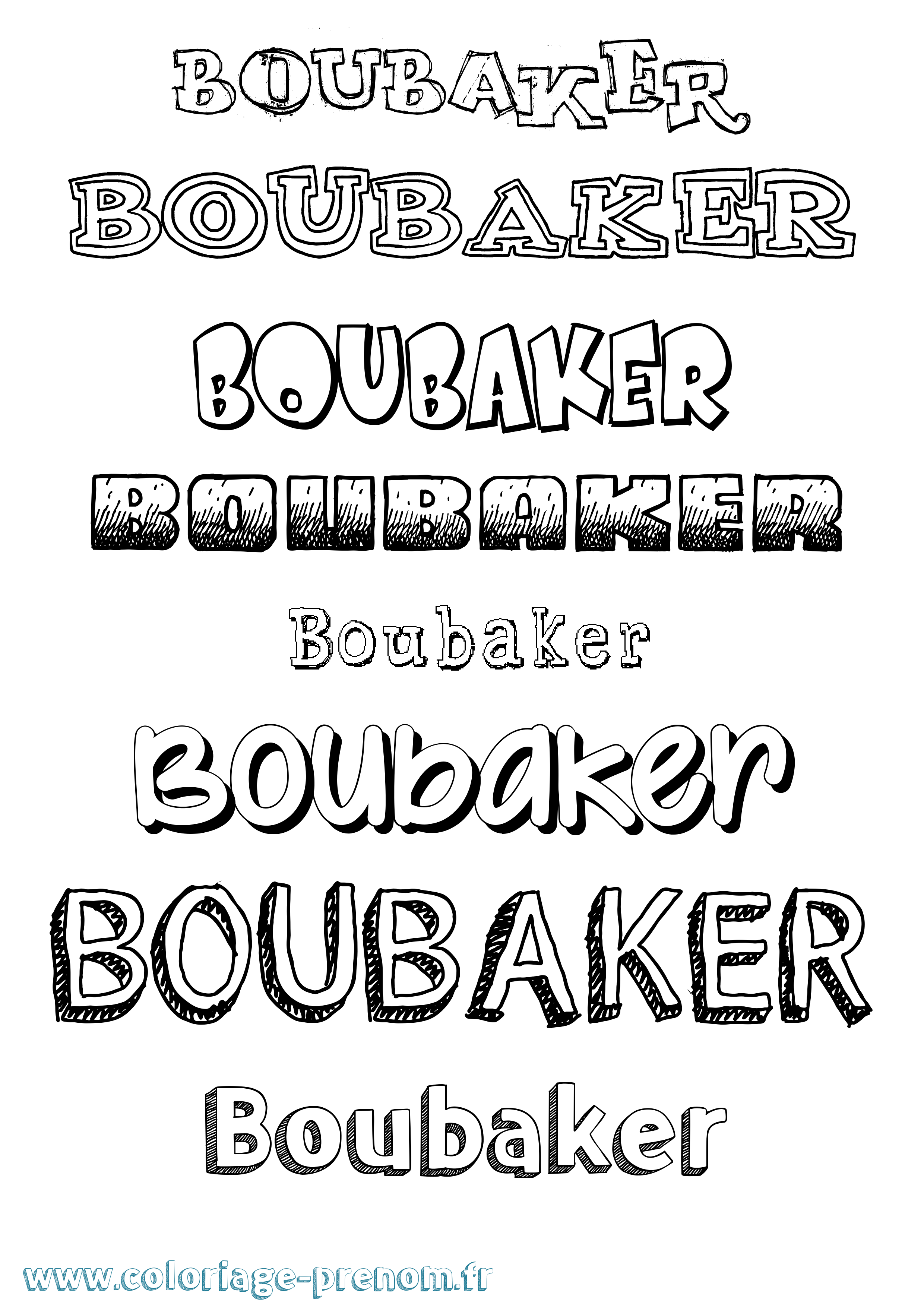 Coloriage prénom Boubaker Dessiné