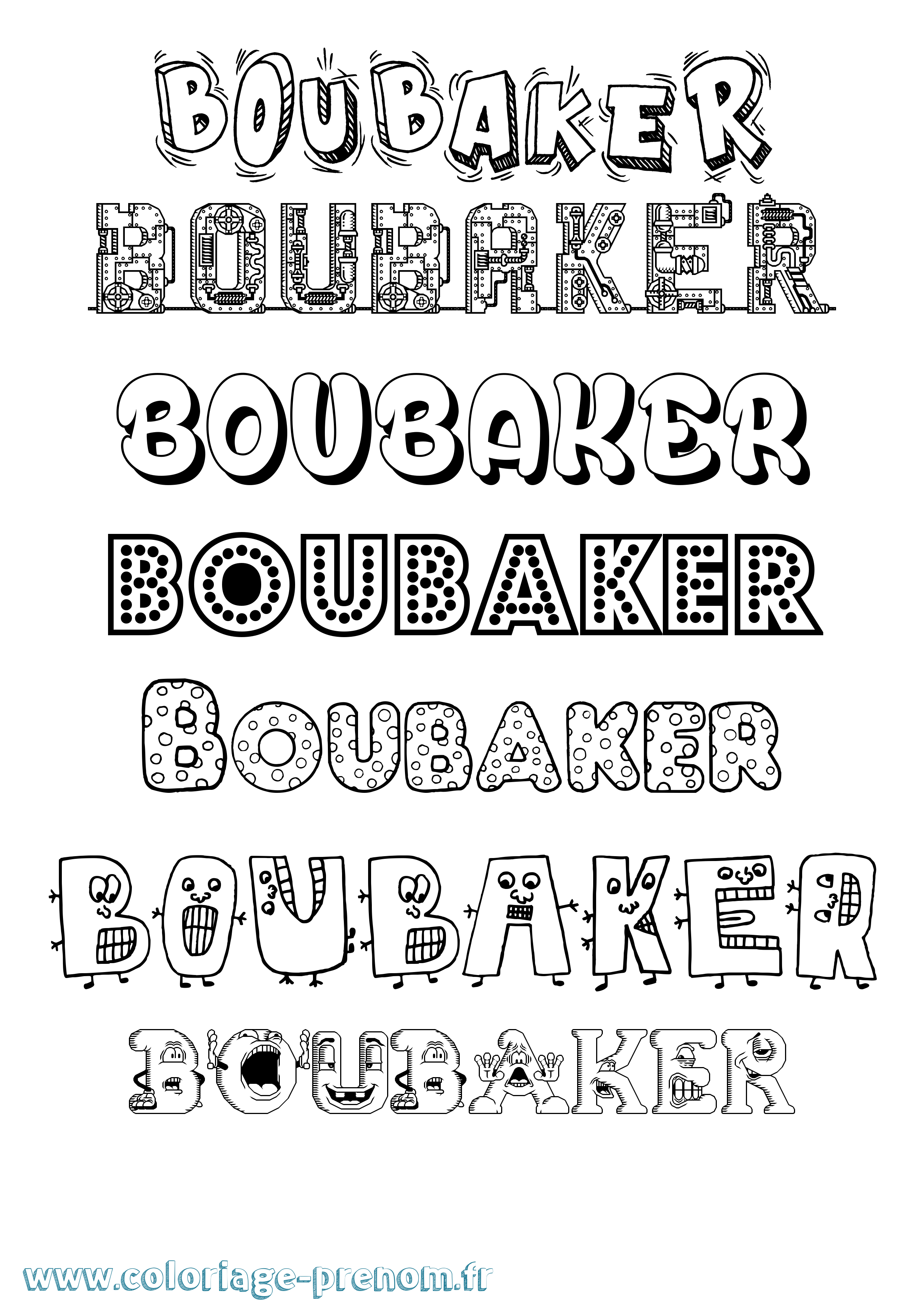 Coloriage prénom Boubaker Fun