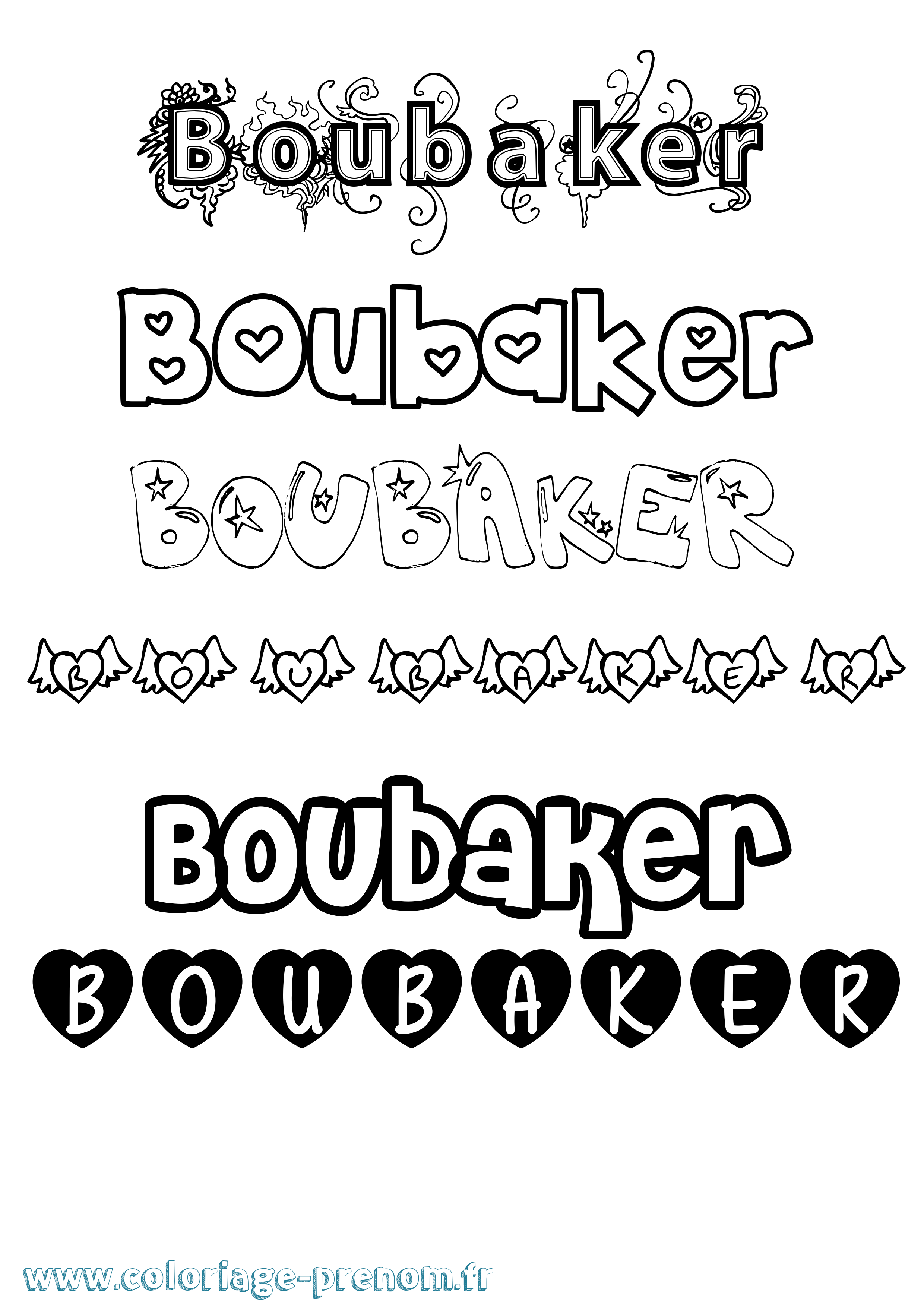 Coloriage prénom Boubaker Girly