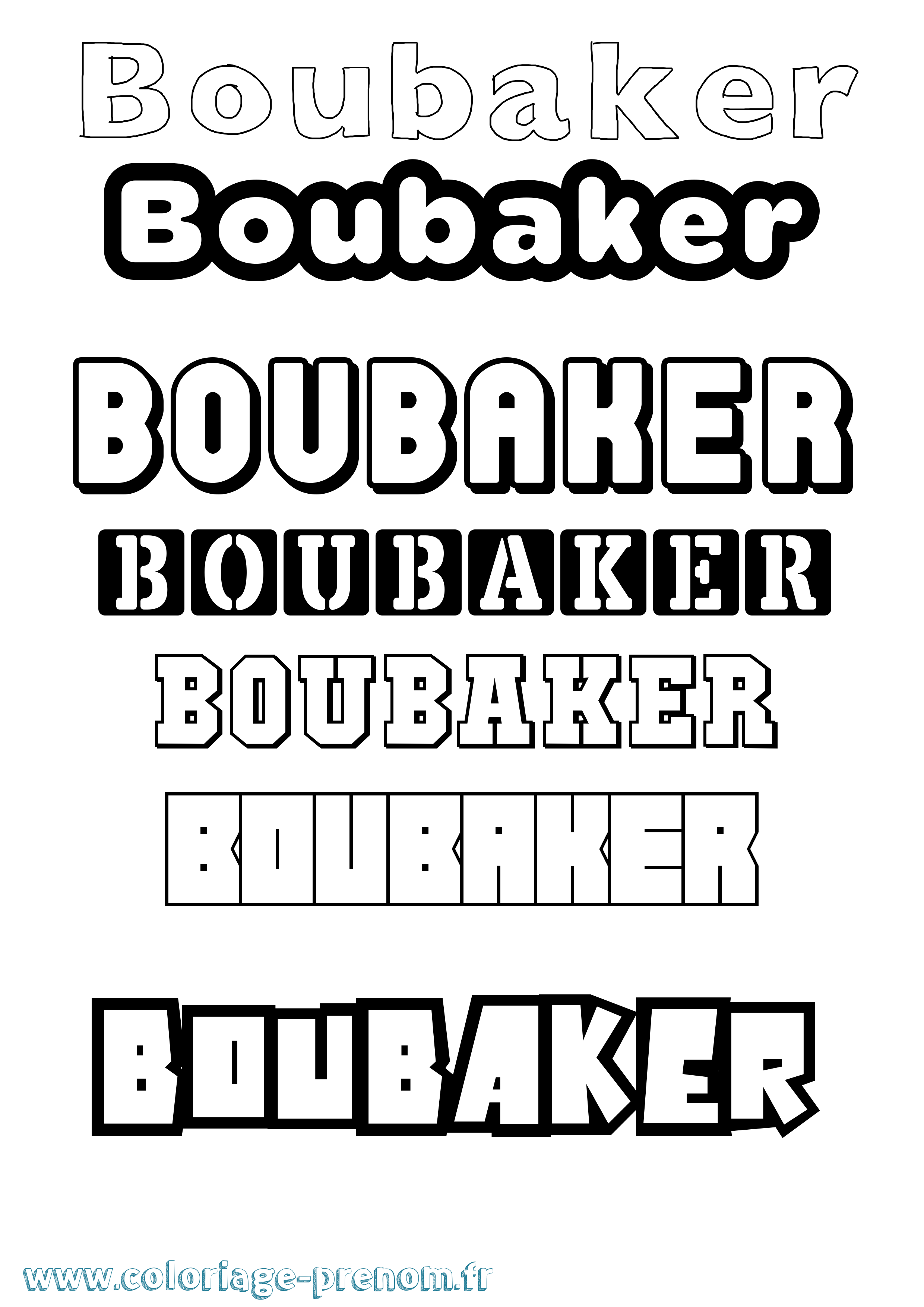Coloriage prénom Boubaker Simple