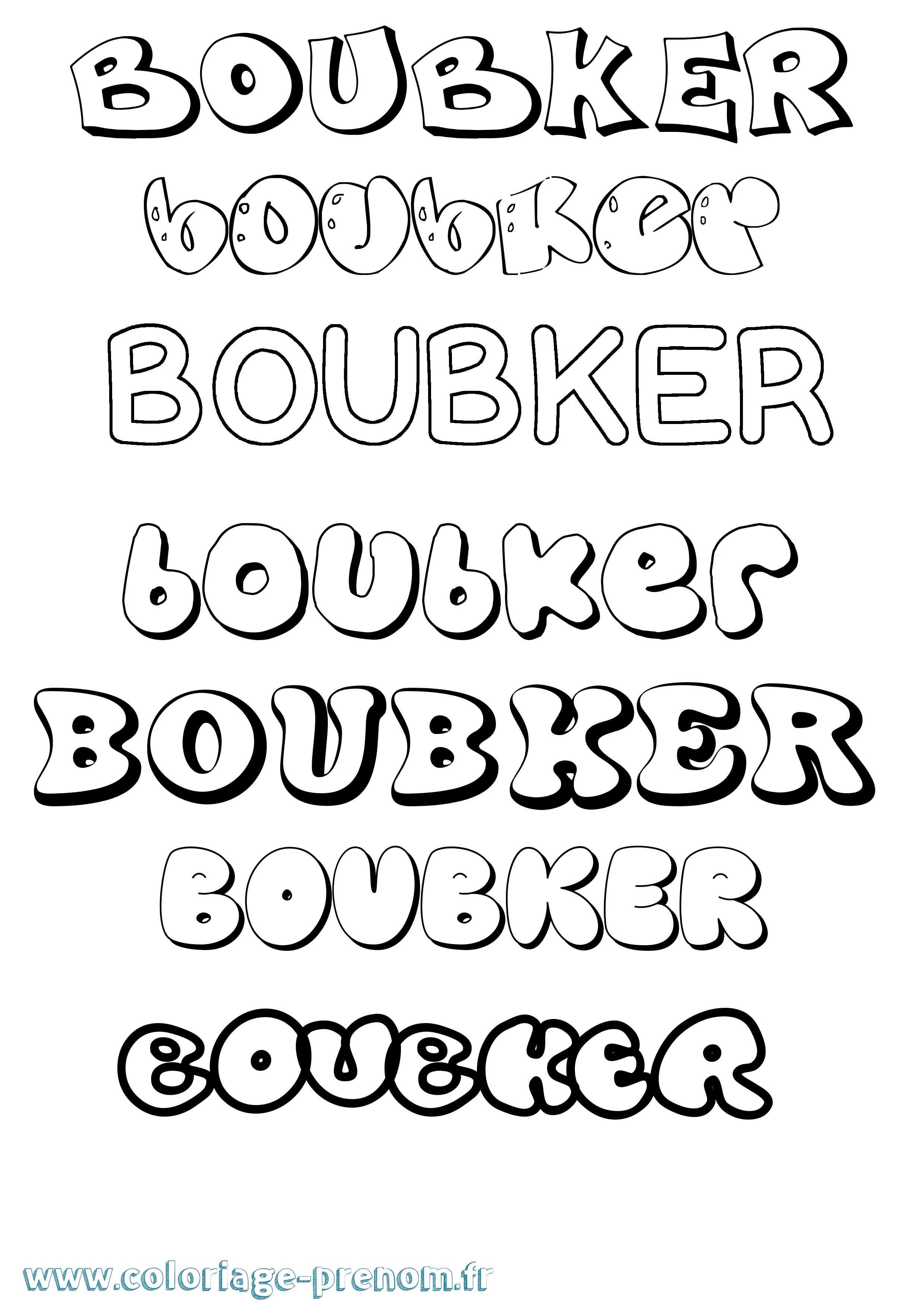 Coloriage prénom Boubker Bubble