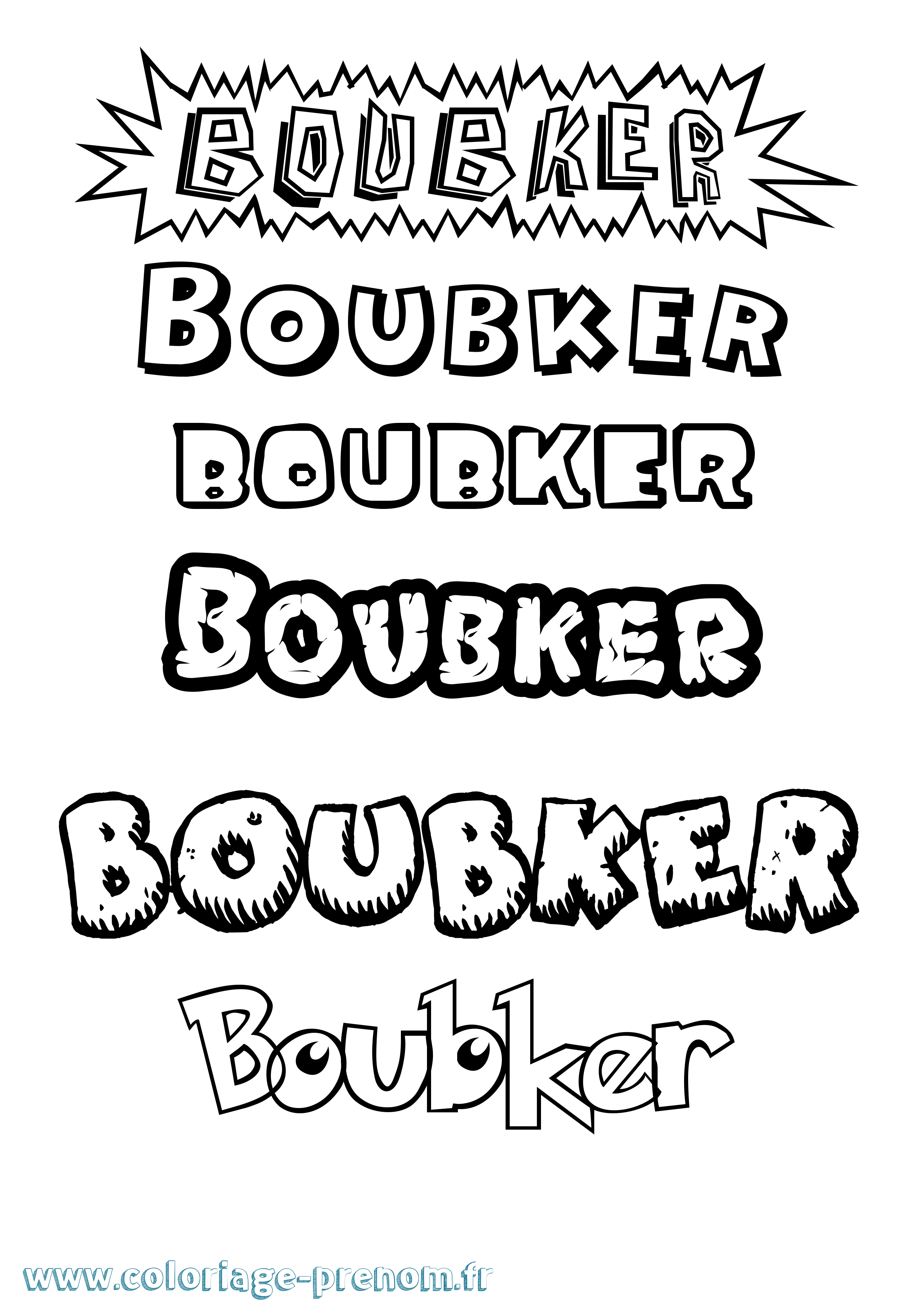 Coloriage prénom Boubker Dessin Animé