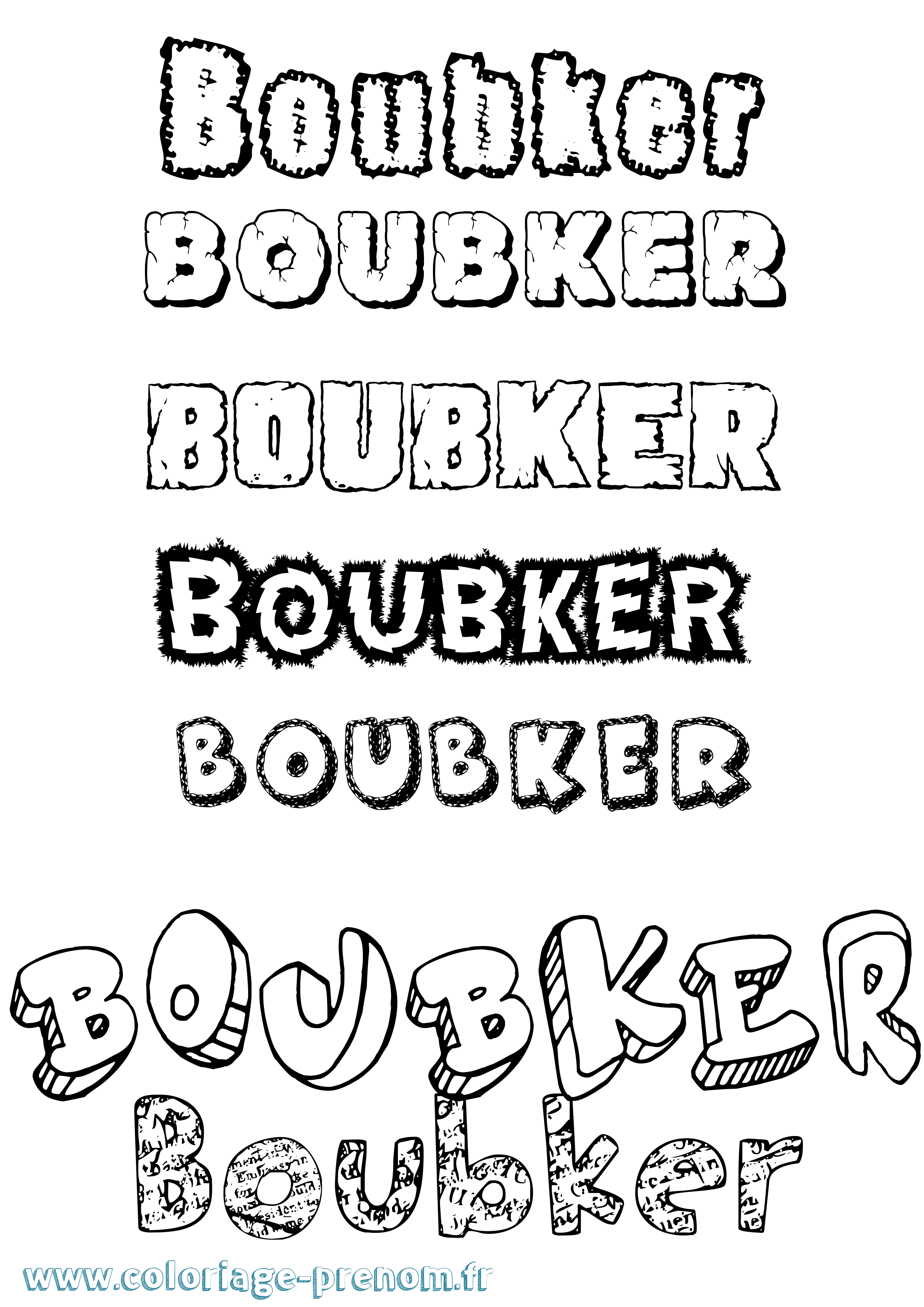 Coloriage prénom Boubker Destructuré