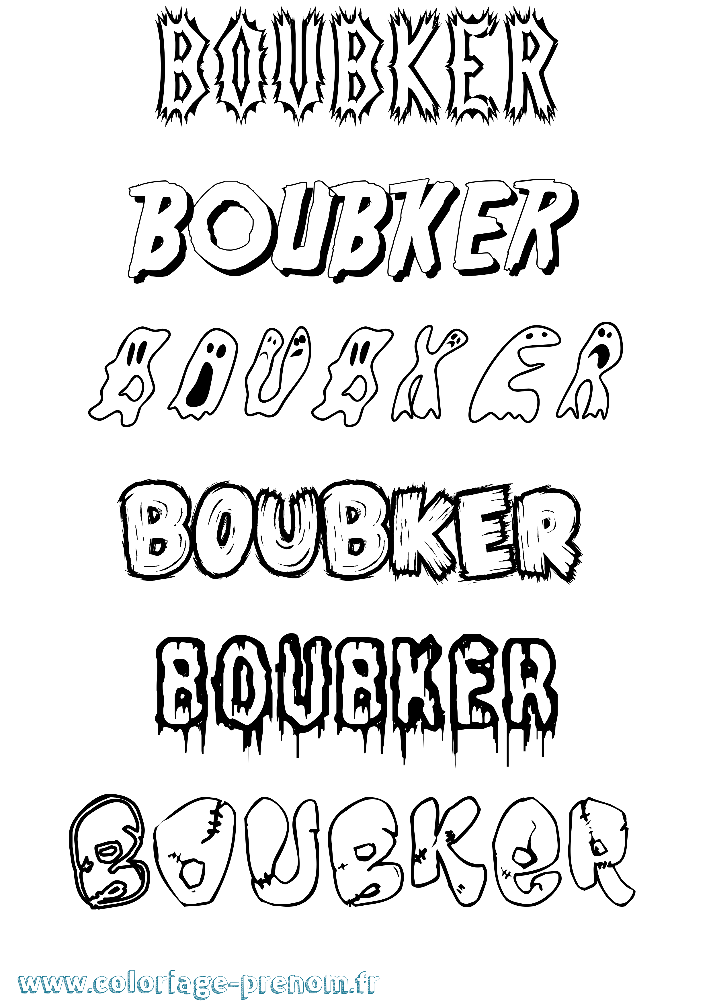 Coloriage prénom Boubker Frisson