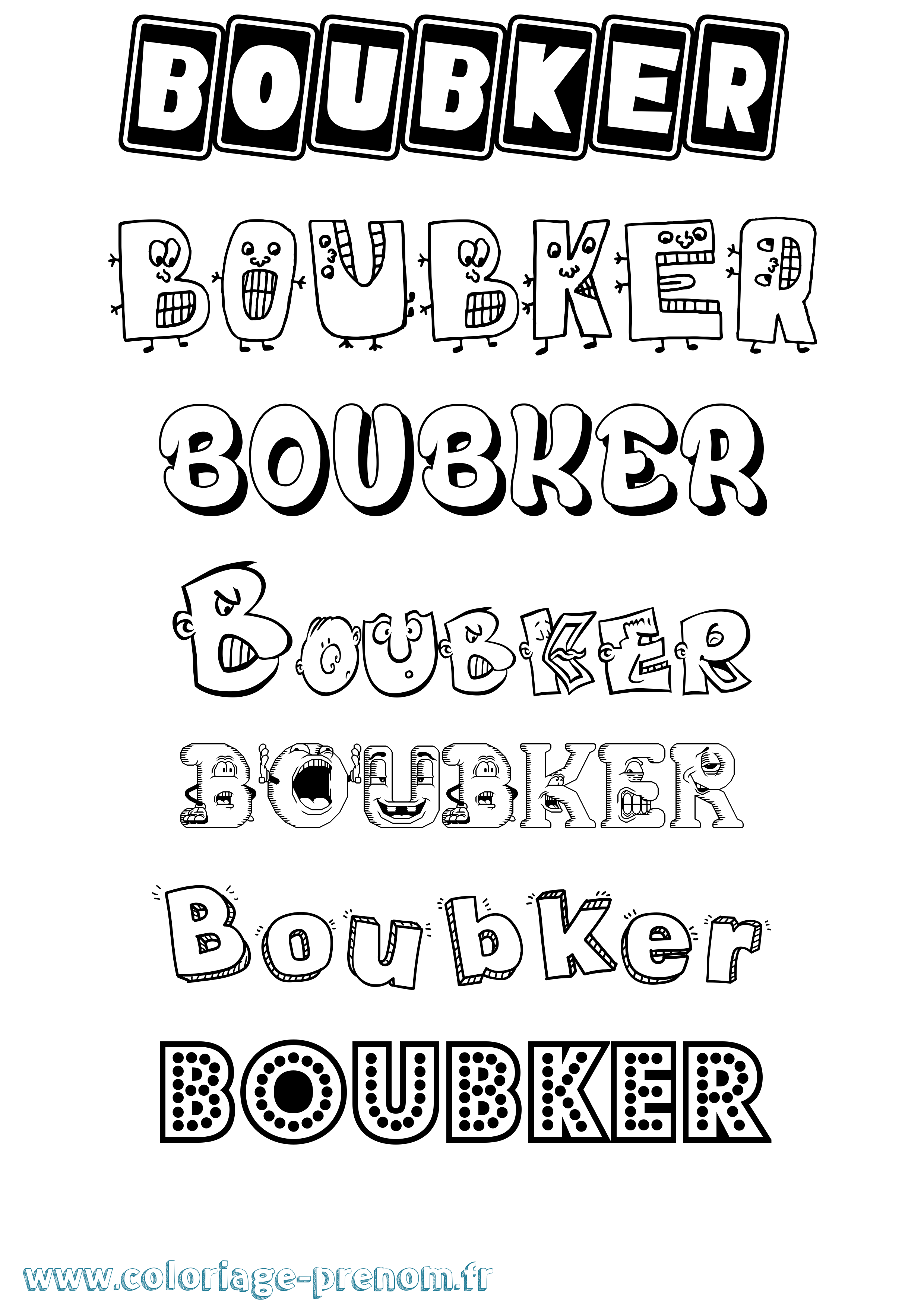 Coloriage prénom Boubker Fun