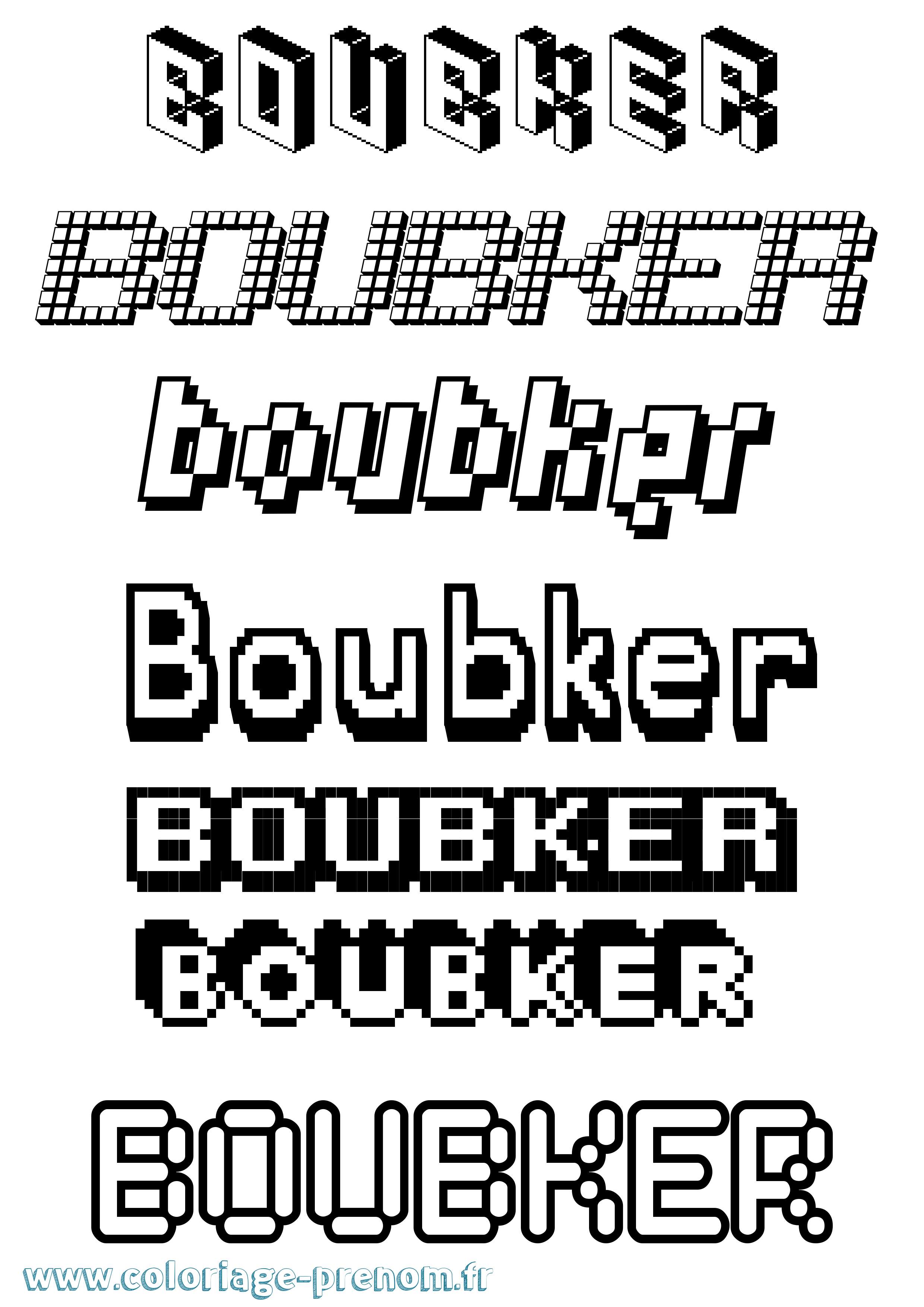Coloriage prénom Boubker Pixel