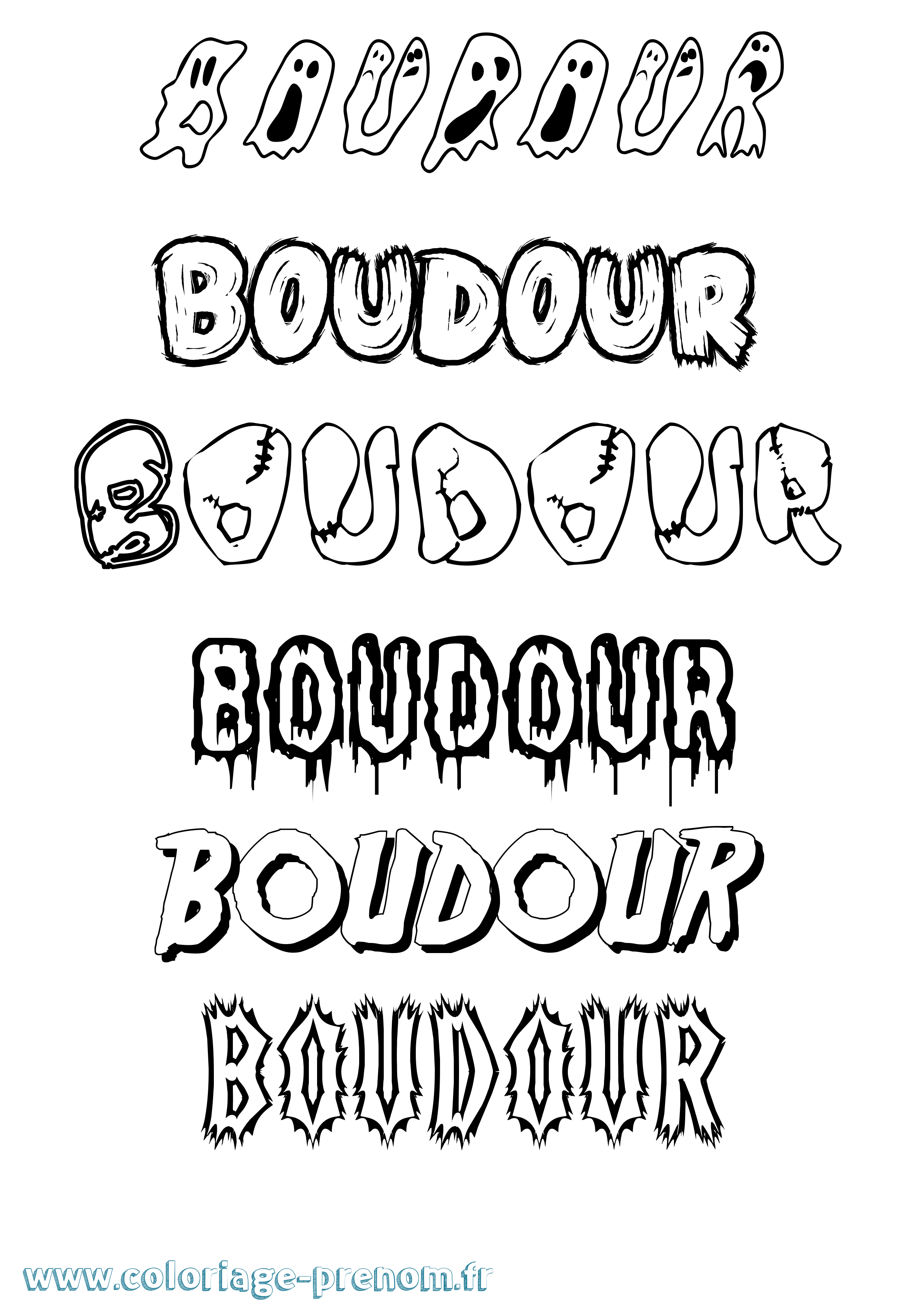 Coloriage prénom Boudour Frisson
