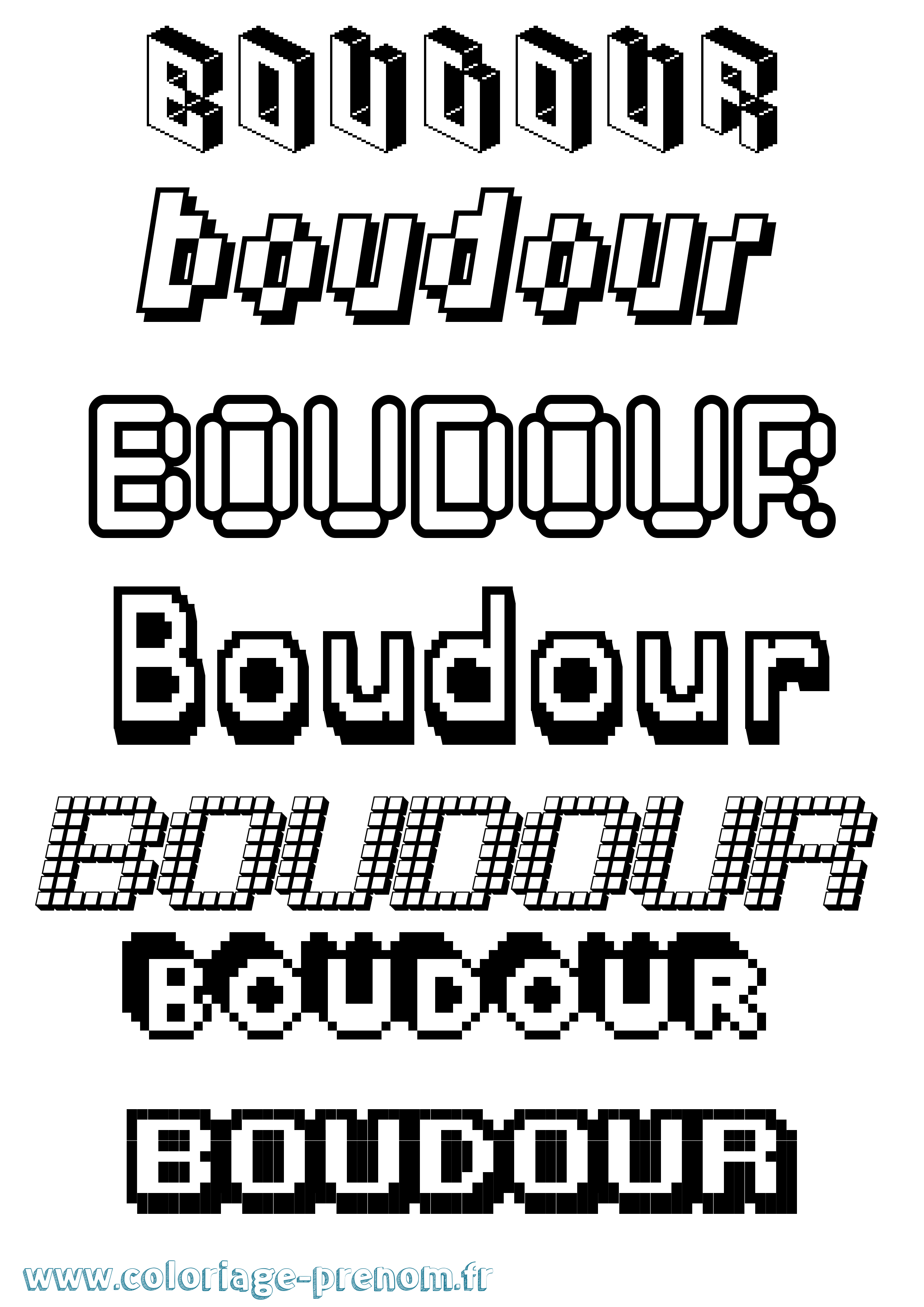 Coloriage prénom Boudour Pixel