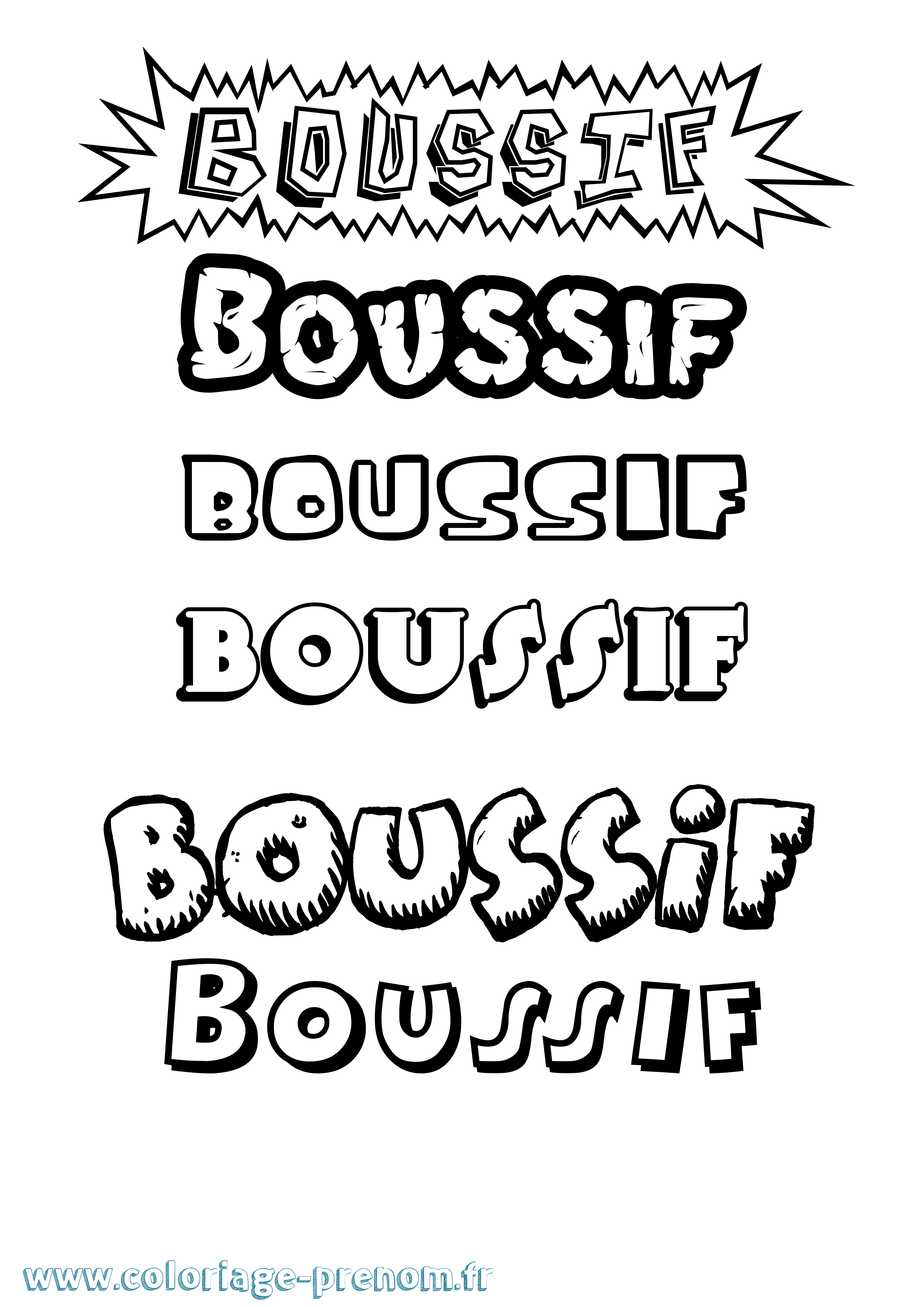 Coloriage prénom Boussif Dessin Animé