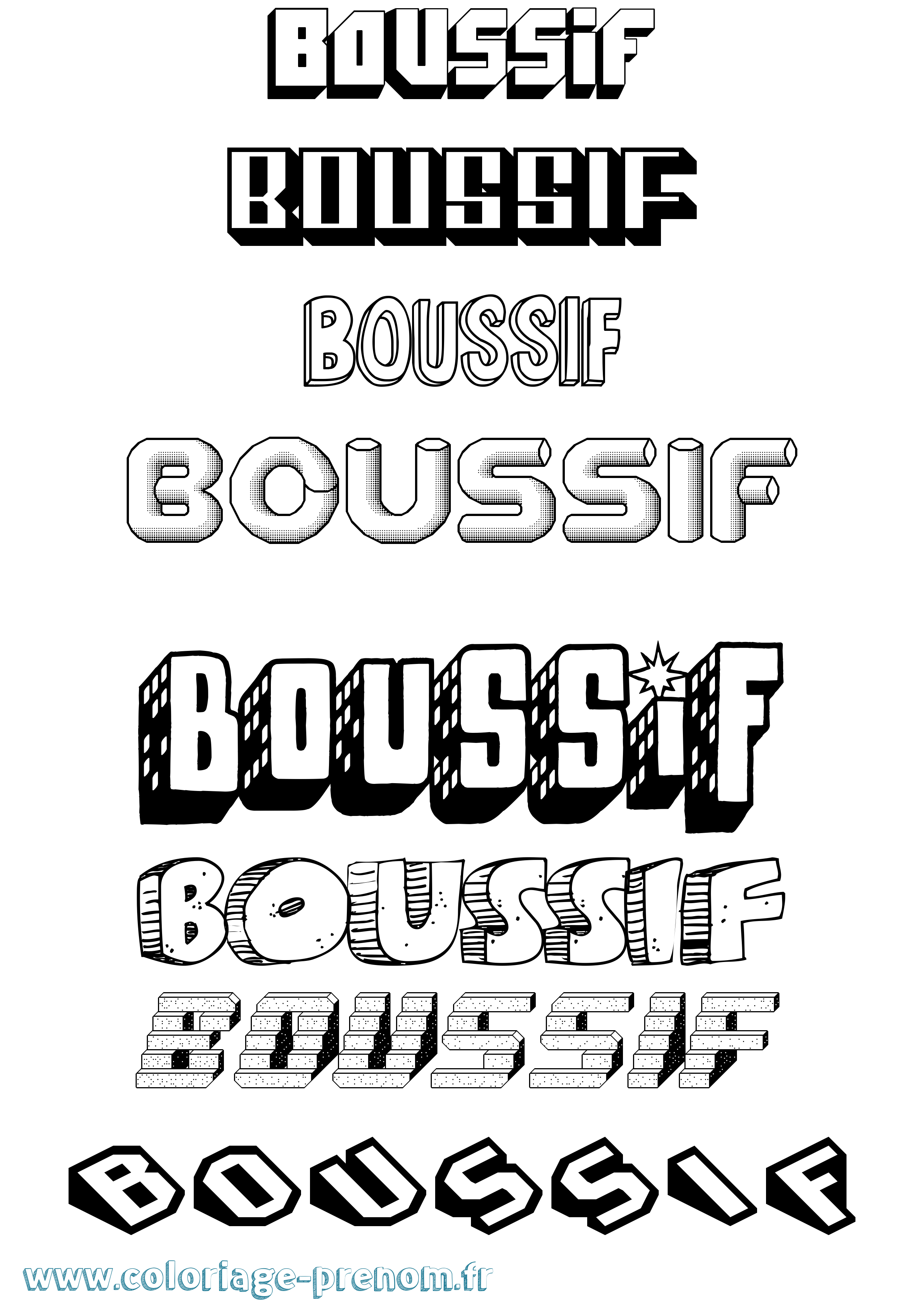 Coloriage prénom Boussif Effet 3D