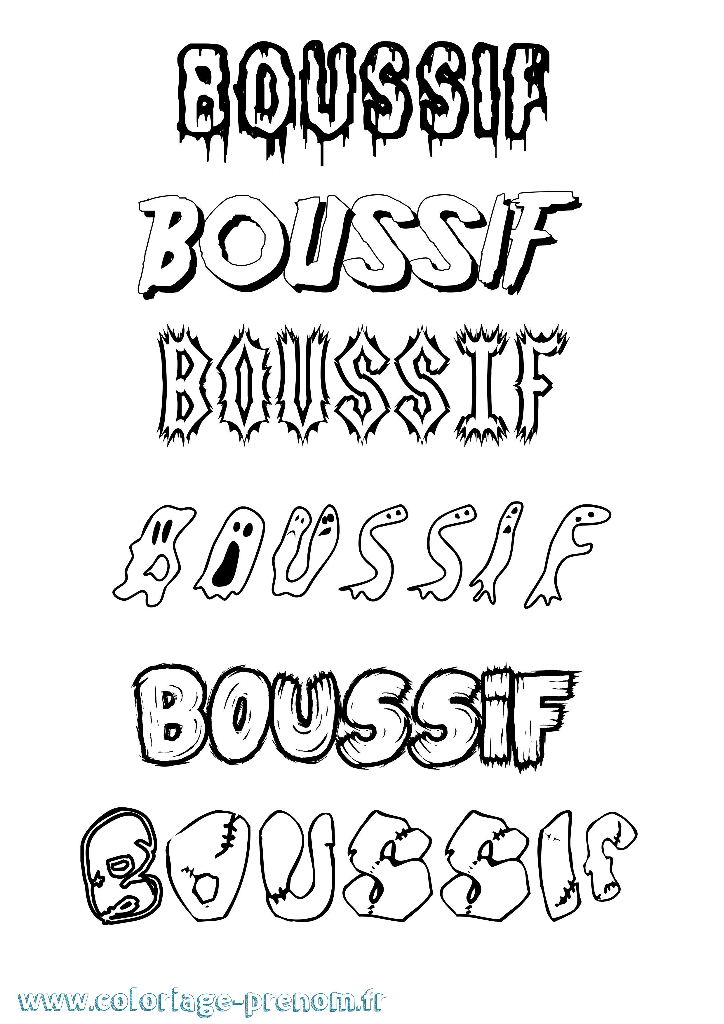 Coloriage prénom Boussif Frisson