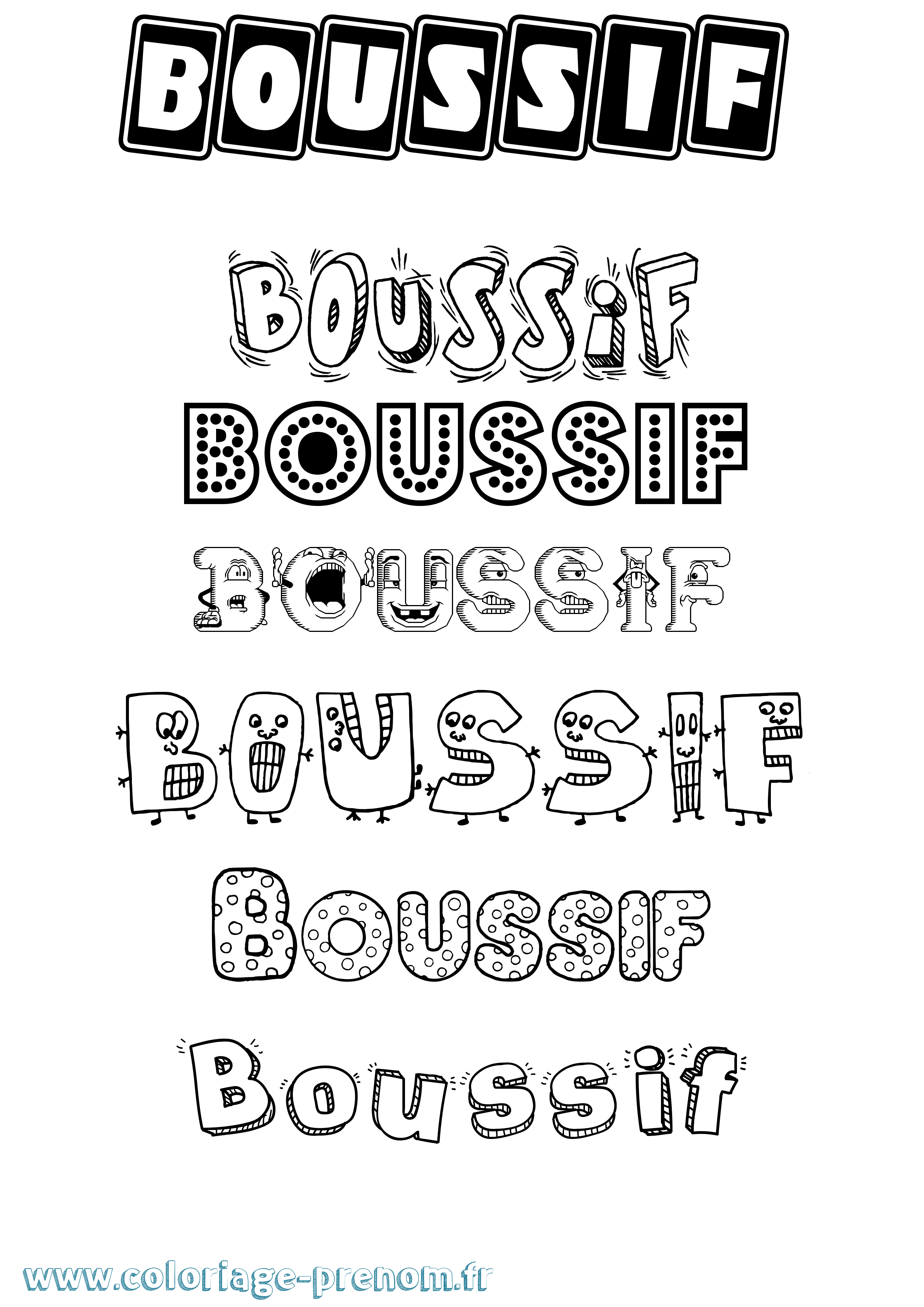 Coloriage prénom Boussif Fun