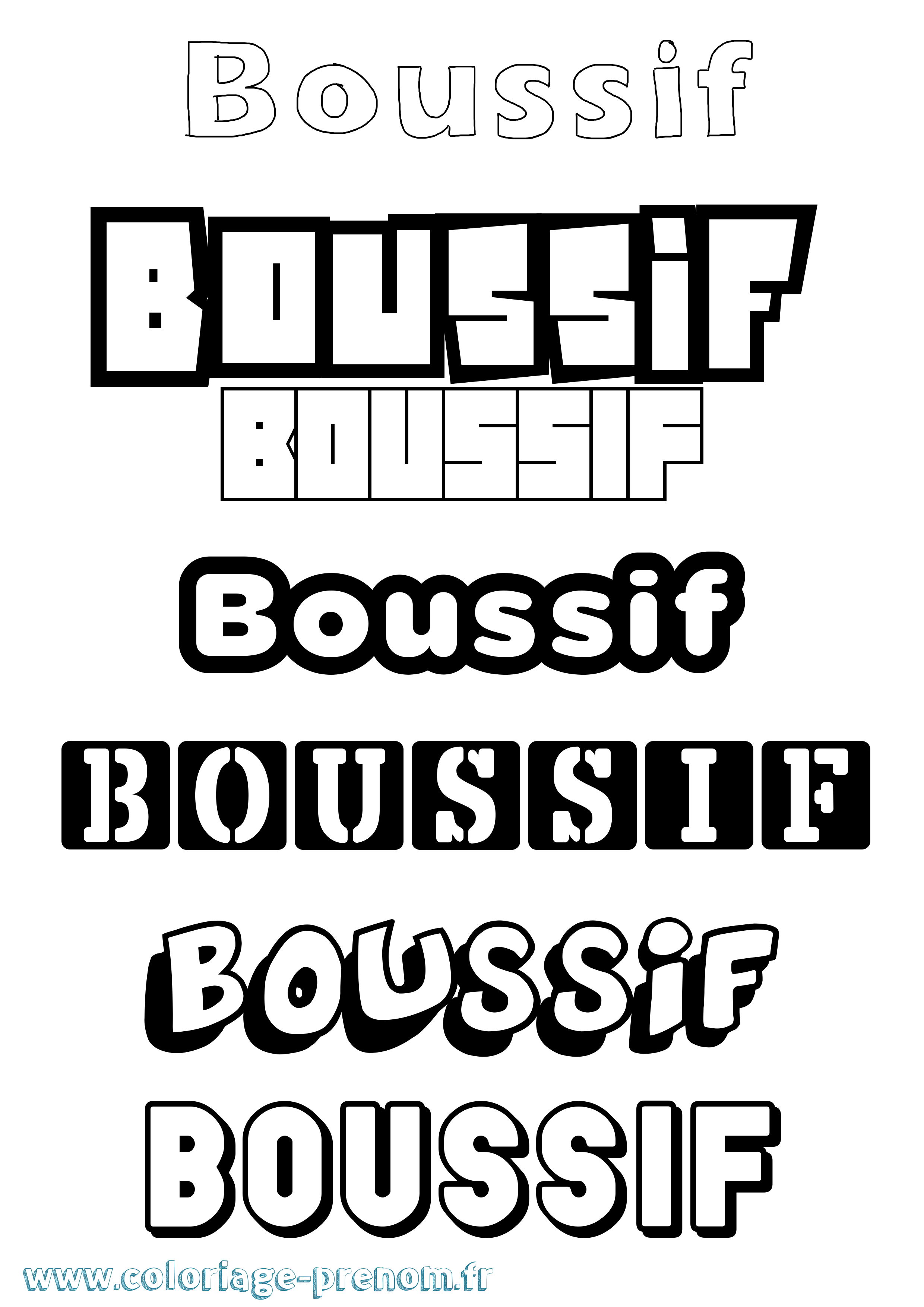 Coloriage prénom Boussif Simple